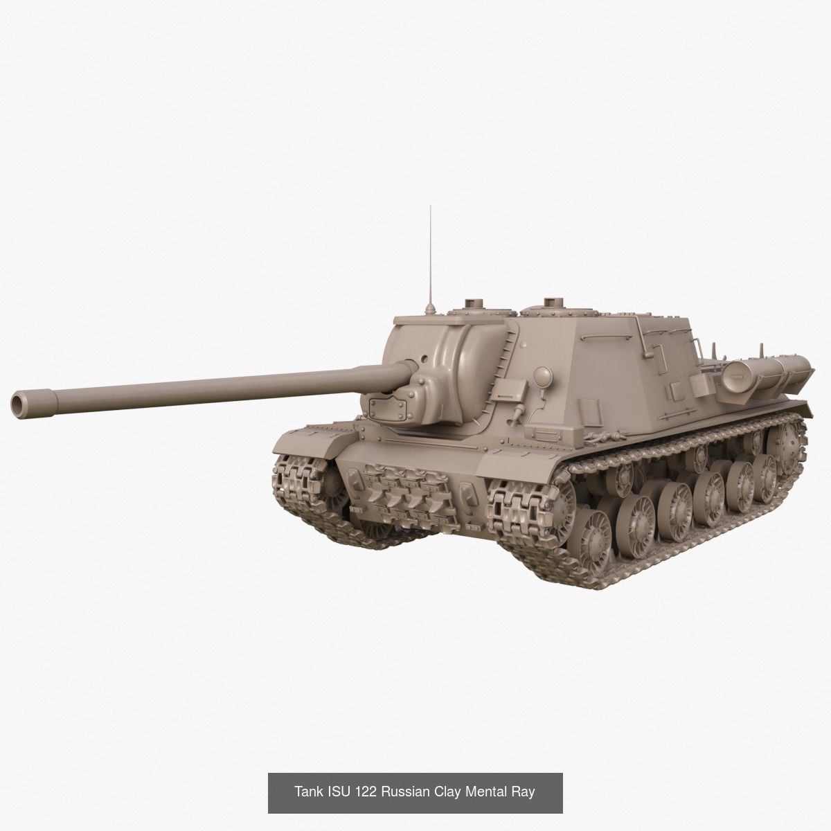 Tank Vehicle Clay Mentalray 3D Model Collection_3