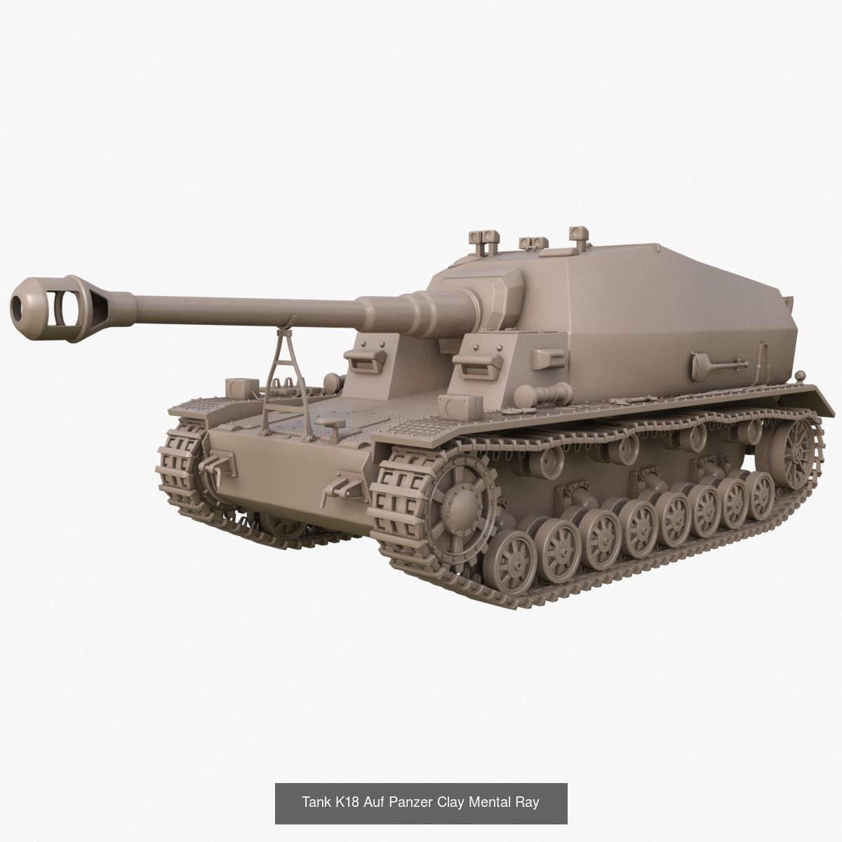 Tank Vehicle Clay Mentalray 3D Model Collection_2