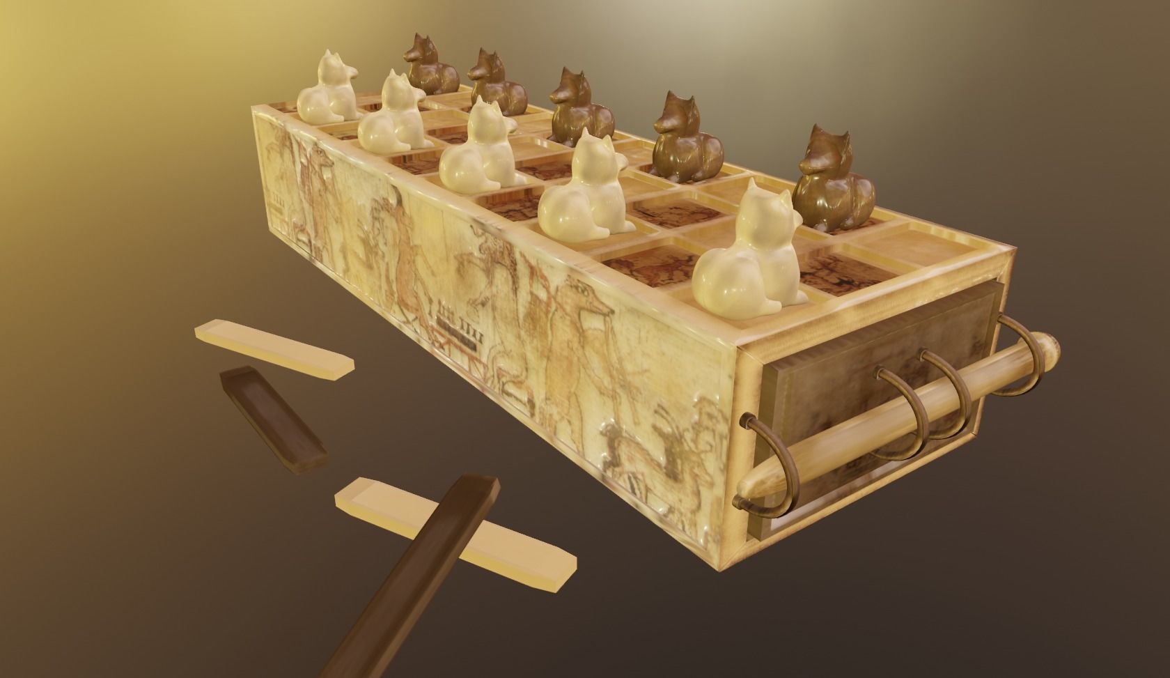 Senet 3D Model Ancient Egyptian Board Game Low-poly 3D model_4