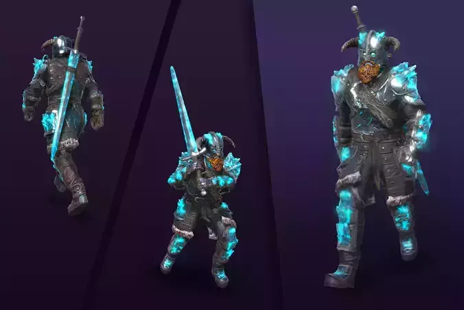 Draugr Warrior With Two-Handed Sword Low-poly 3D model