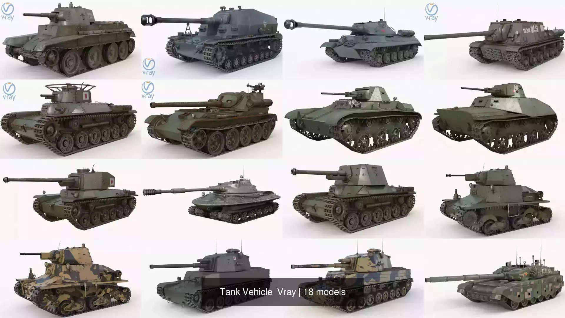 Tank Vehicle  Vray 3D Model Collection_0