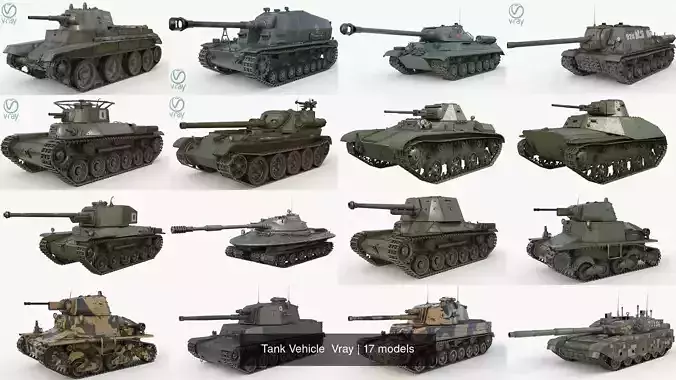 Tank Vehicle  Vray 3D Model Collection