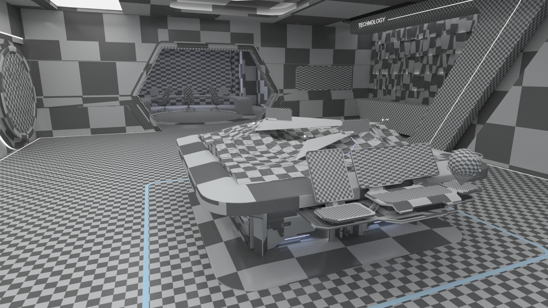 High-Tech Future Exhibition Hall 3D model_13