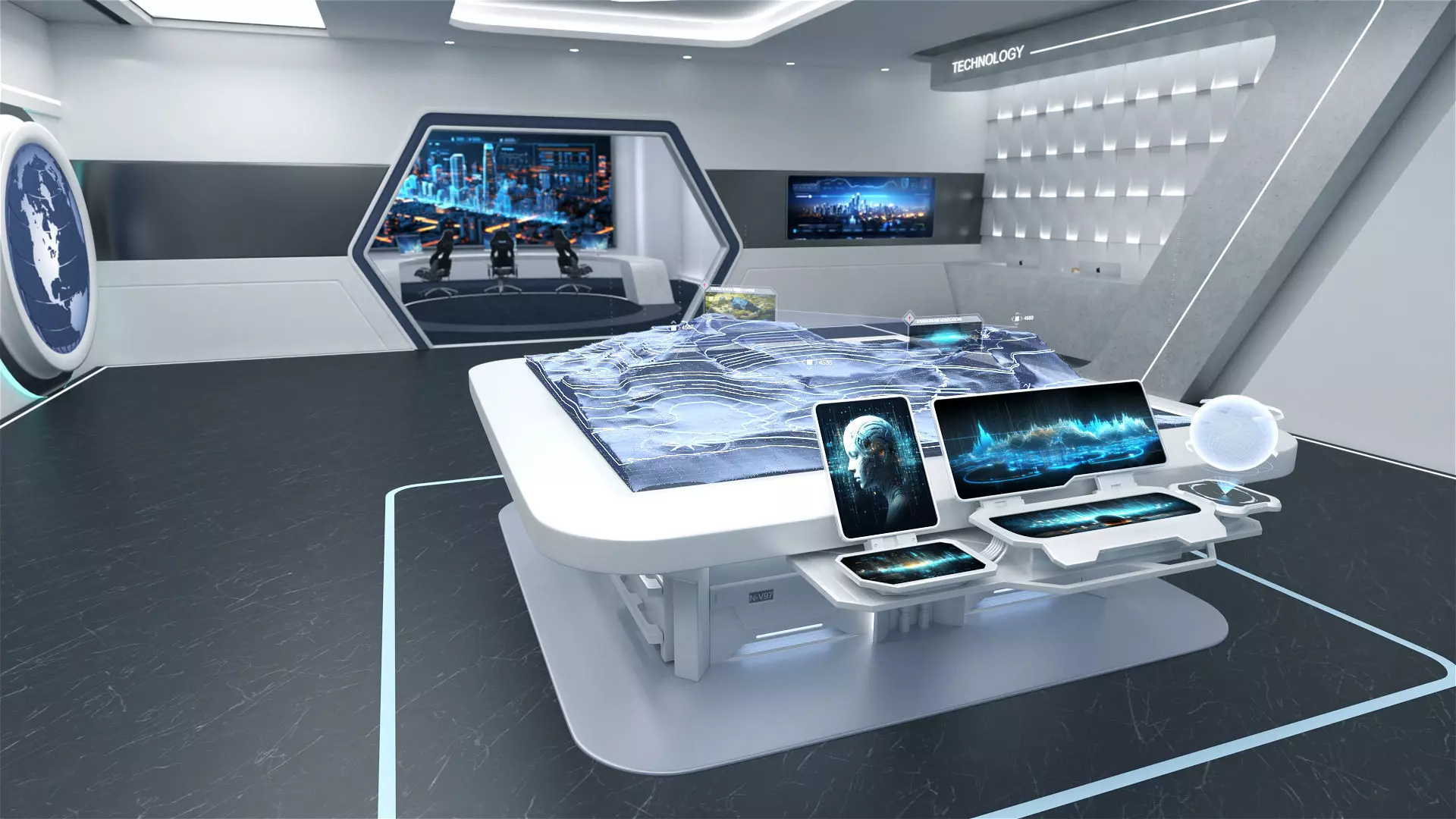 High-Tech Future Exhibition Hall 3D model_0