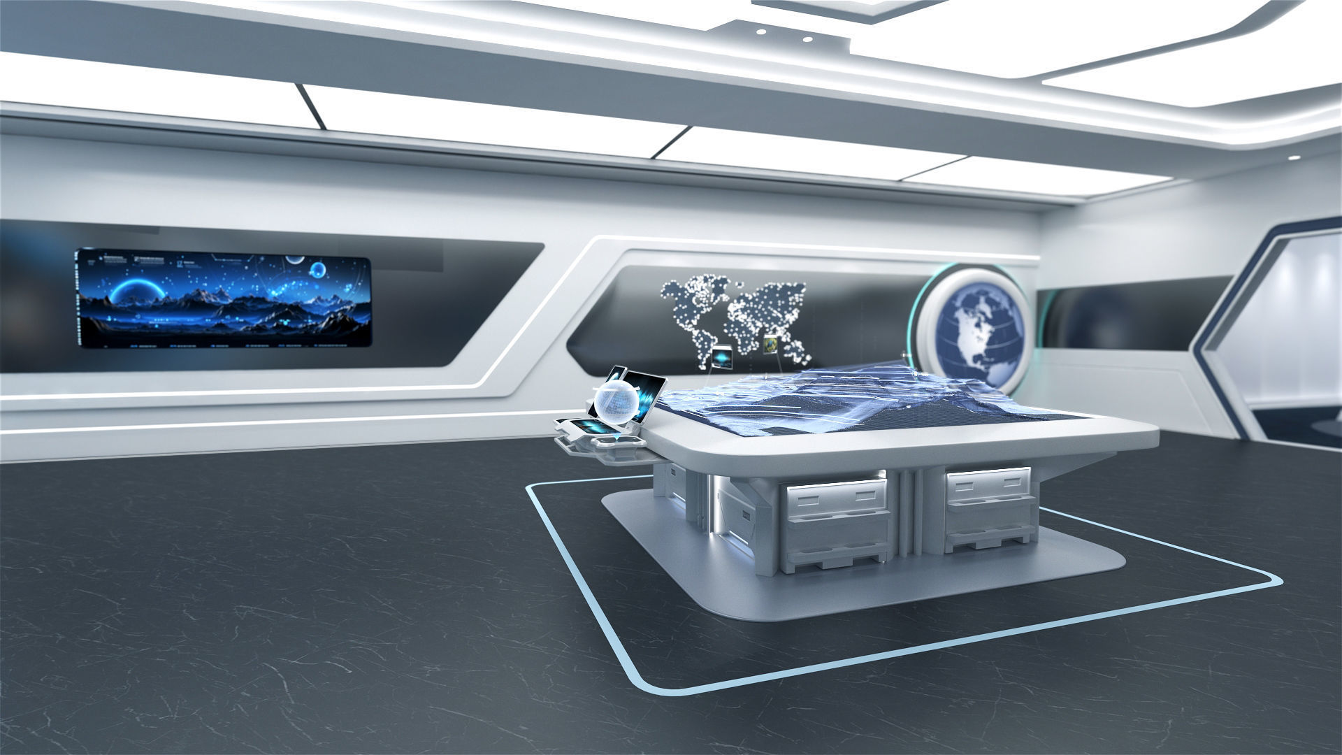 High-Tech Future Exhibition Hall 3D model_9