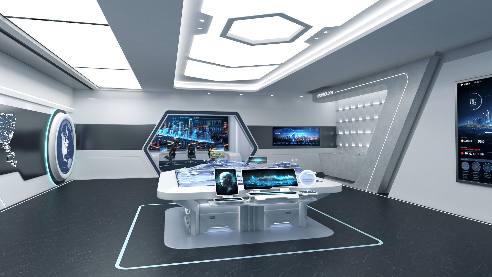 High-Tech Future Exhibition Hall 3D model_8