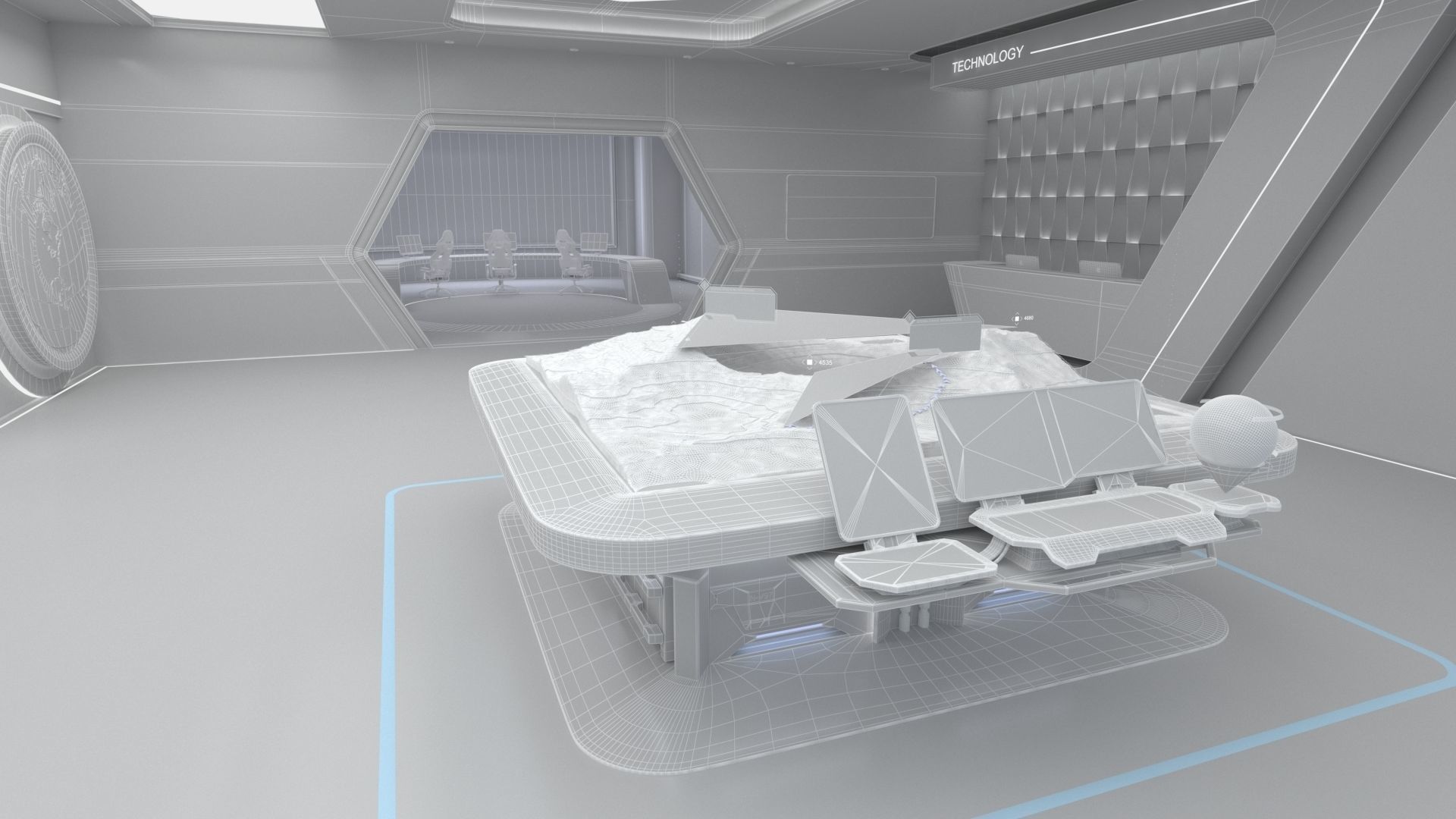 High-Tech Future Exhibition Hall 3D model_12