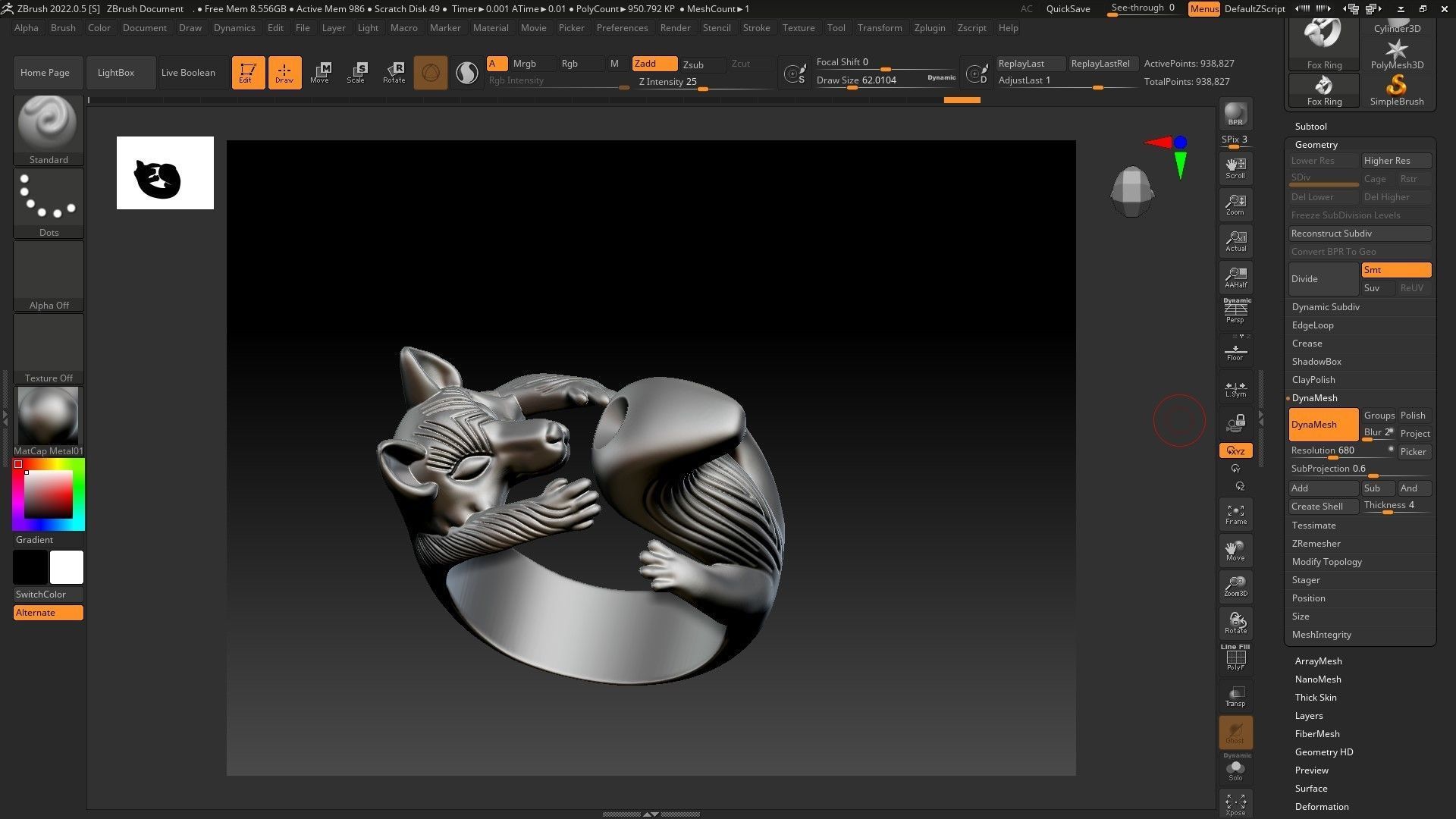 Fox ring 3D print model_6