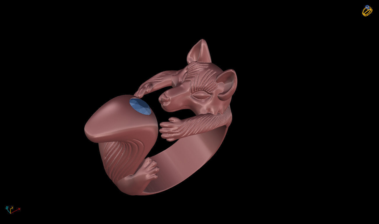 Fox ring 3D print model_13