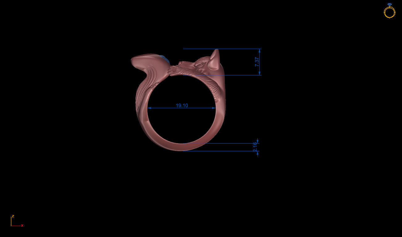 Fox ring 3D print model_9