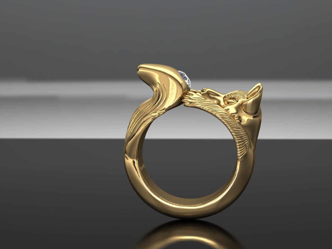 Fox ring 3D print model_7