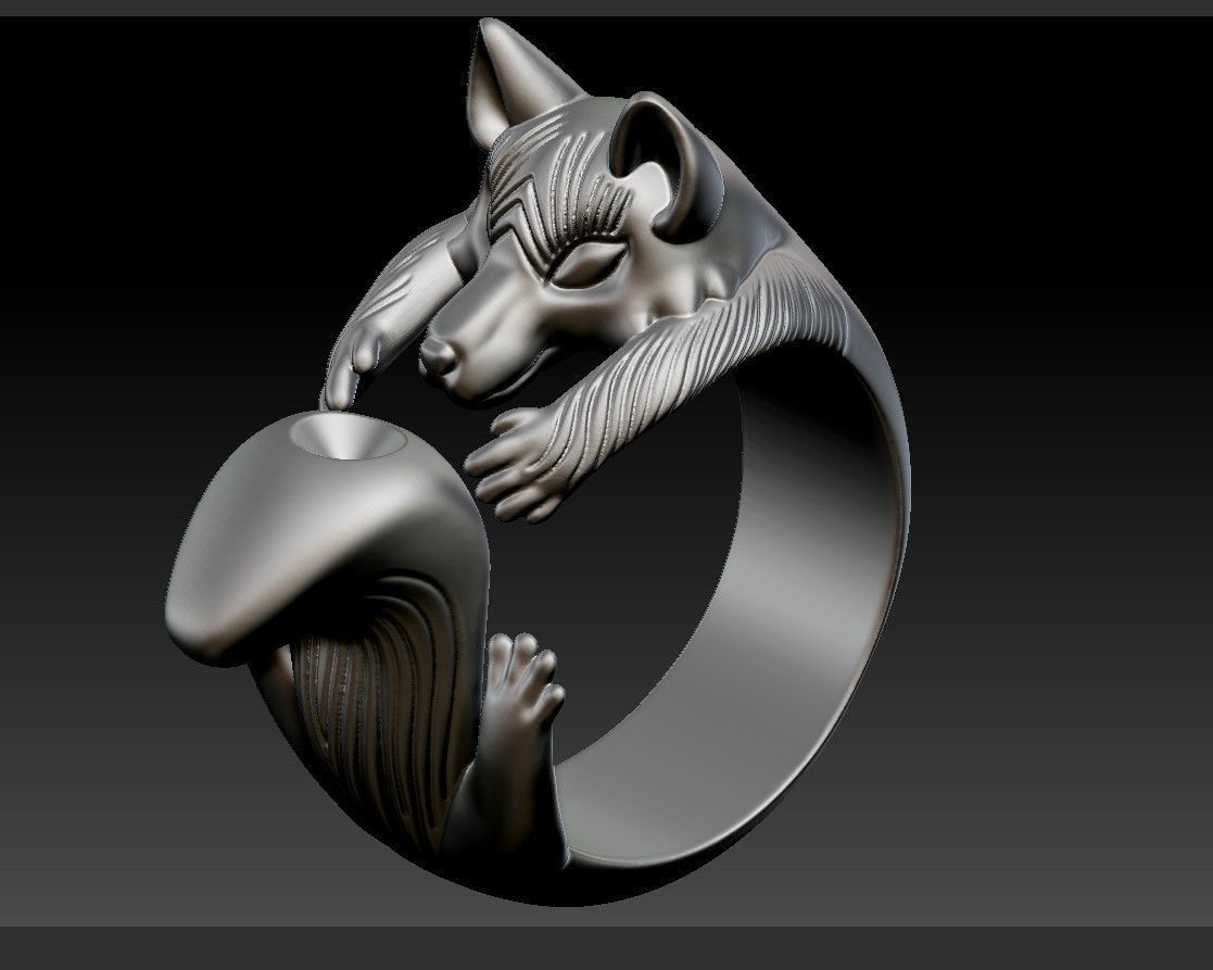 Fox ring 3D print model_5
