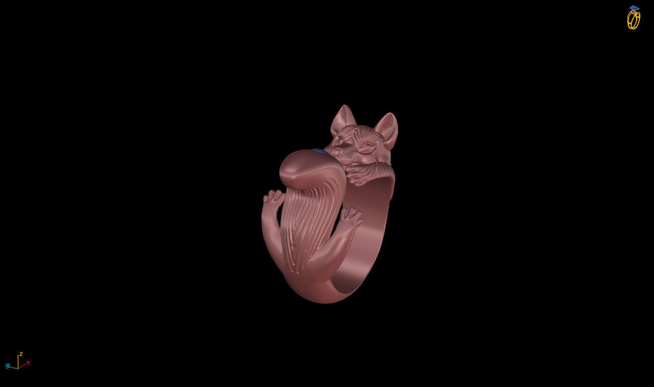 Fox ring 3D print model_12