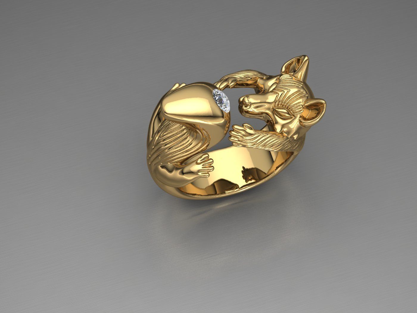 Fox ring 3D print model_1