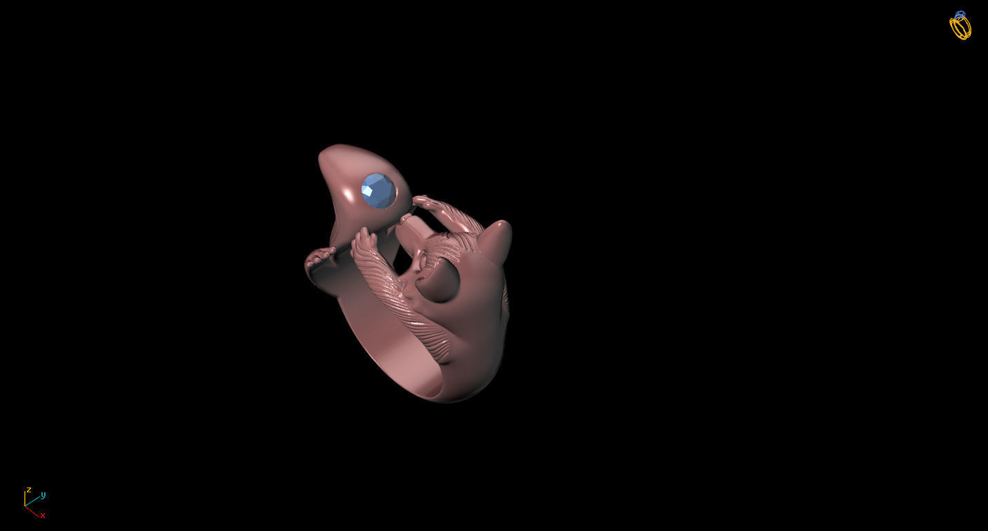 Fox ring 3D print model_2