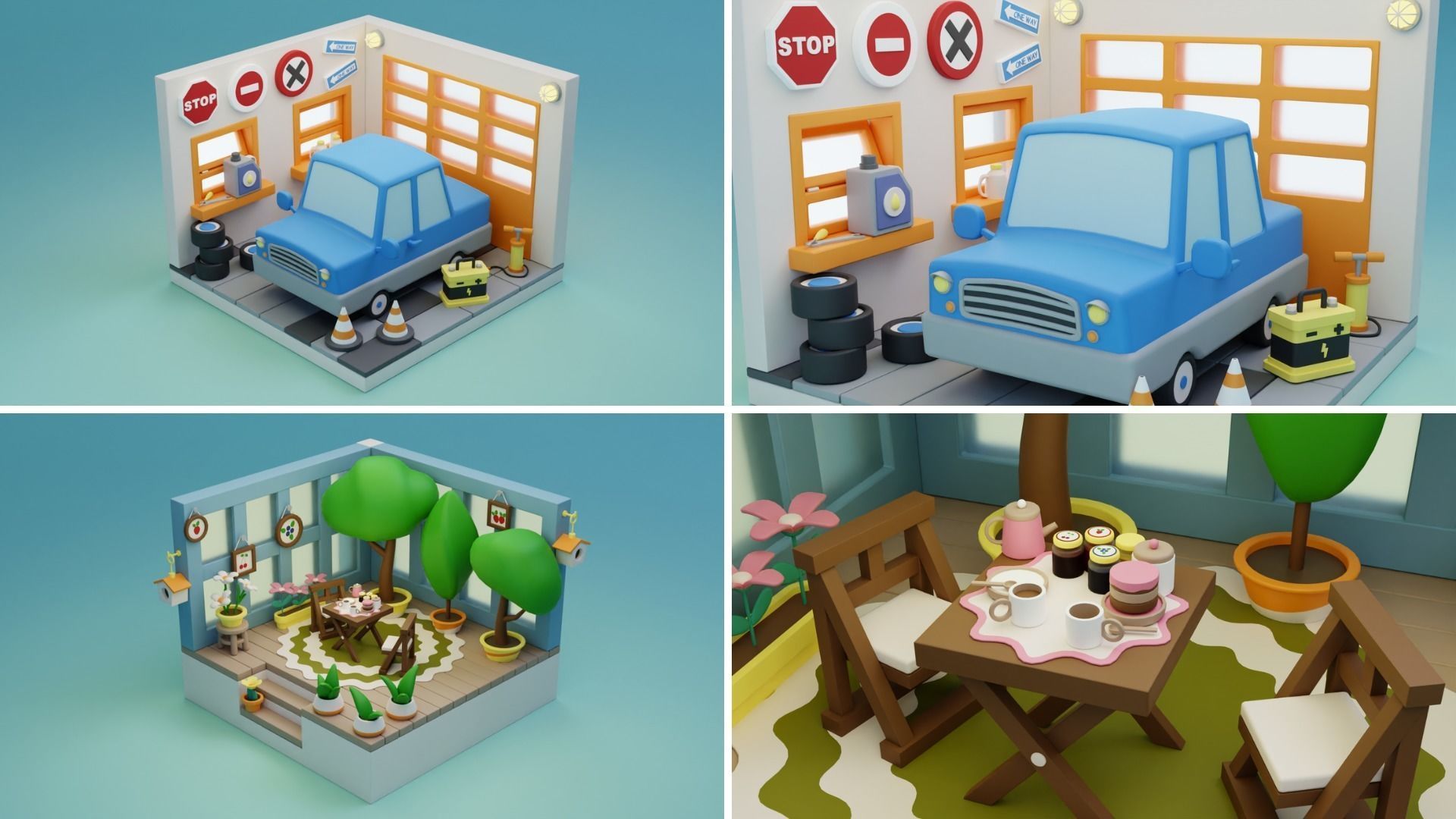 BIG PACK Cozy Cartoon Rooms Interiors 2 Low-poly 3D model_18