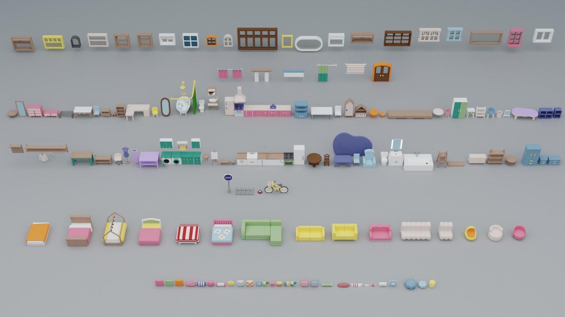 BIG PACK Cozy Cartoon Rooms Interiors 2 Low-poly 3D model_27