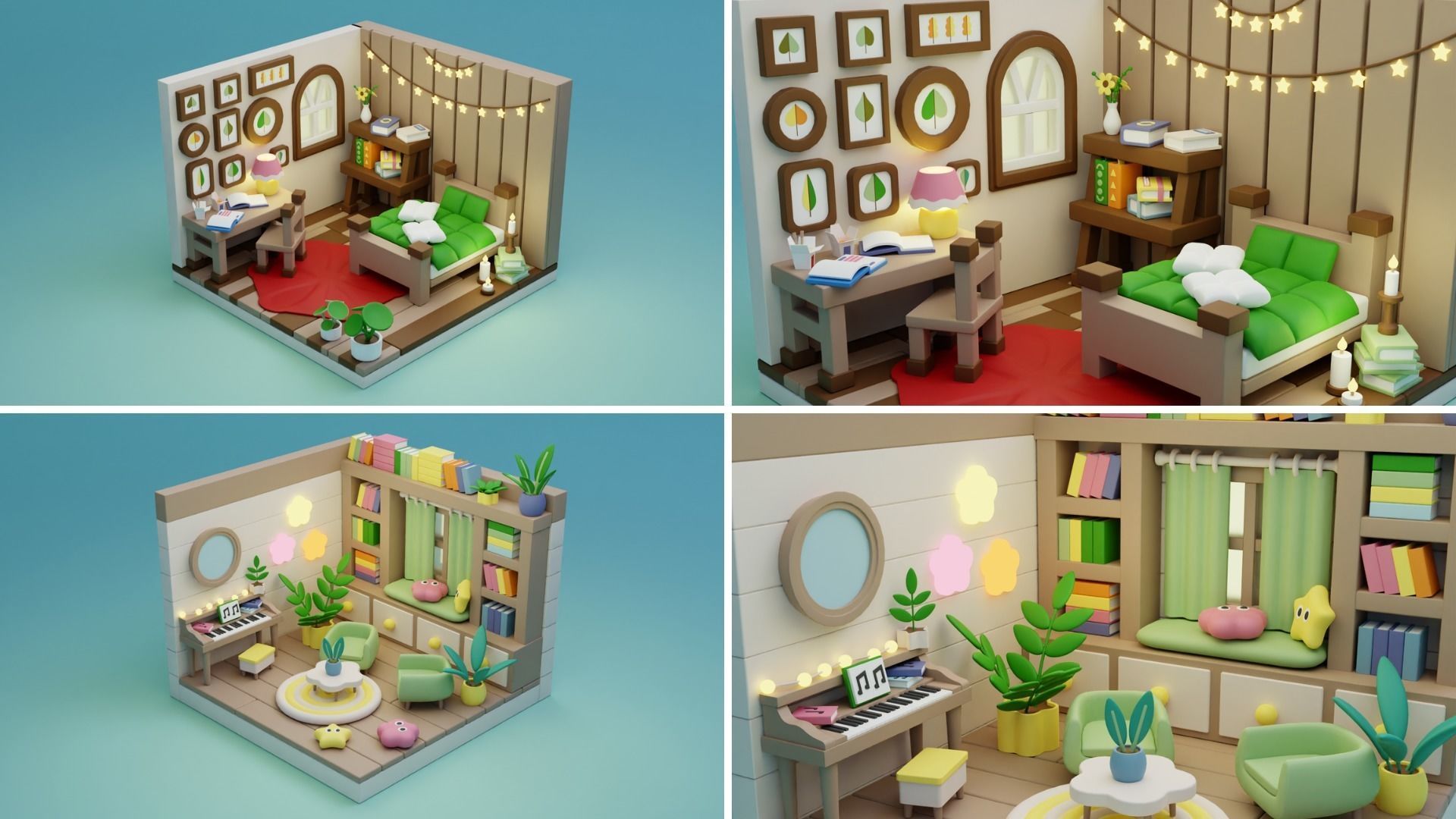 BIG PACK Cozy Cartoon Rooms Interiors 2 Low-poly 3D model_19