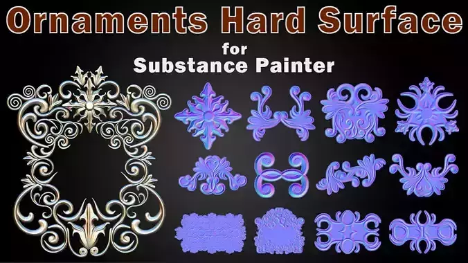 Ornaments Hard Surface for Substance Painter Low-poly 3D model