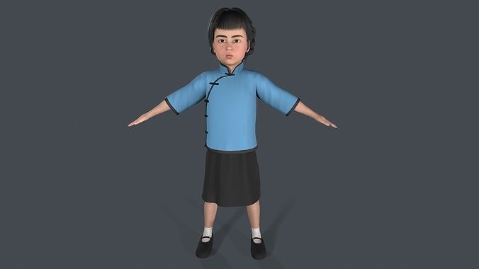 Children pack Low-poly 3D model