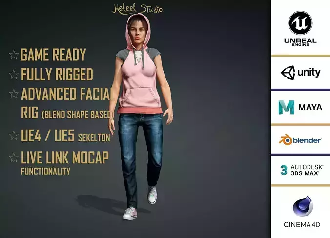 High Quality Realistic Female Rapper Dancer Hip Hop Low-poly 3D model
