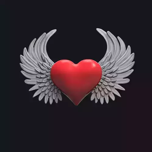 Heart with wings  3D print model