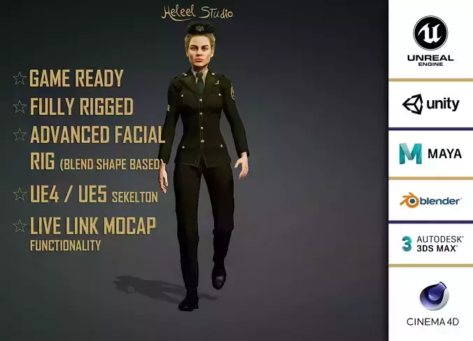 High Quality Realistic Female Police Officer Green Suit