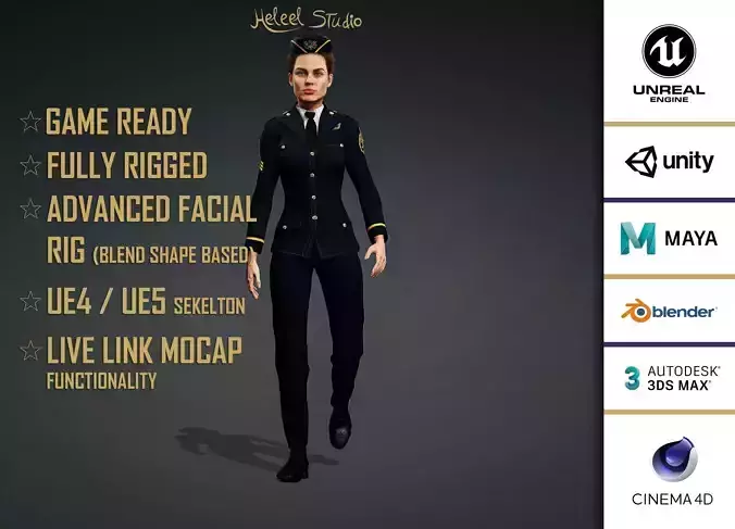High Quality Realistic Female Police Officer Blue Suit