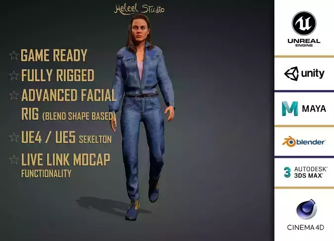 High Quality Realistic Female Jeans Suit