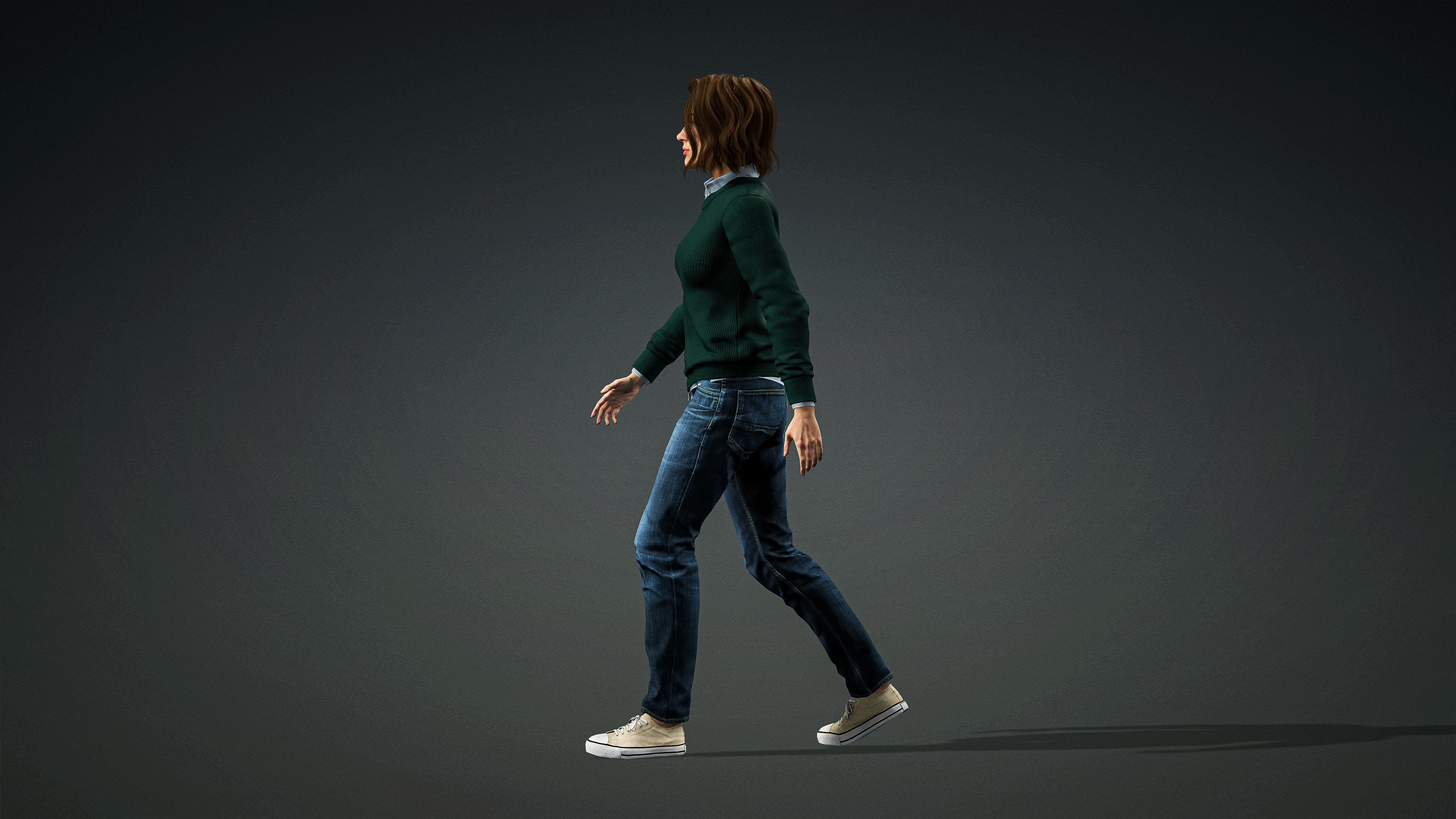 High Quality Realistic Female Casual Jeans and Shirt Low-poly 3D model_6