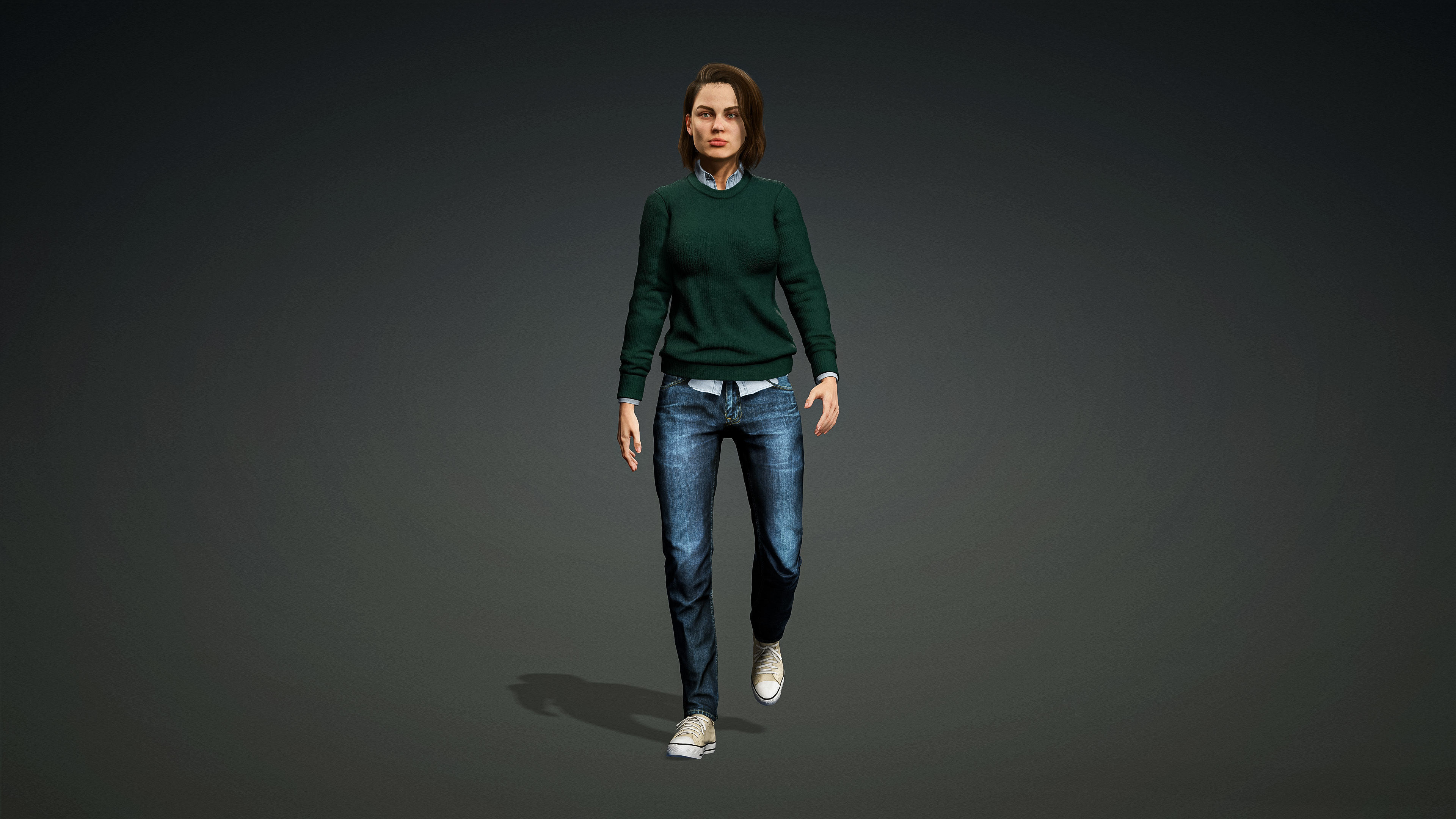 High Quality Realistic Female Casual Jeans and Shirt Low-poly 3D model_3