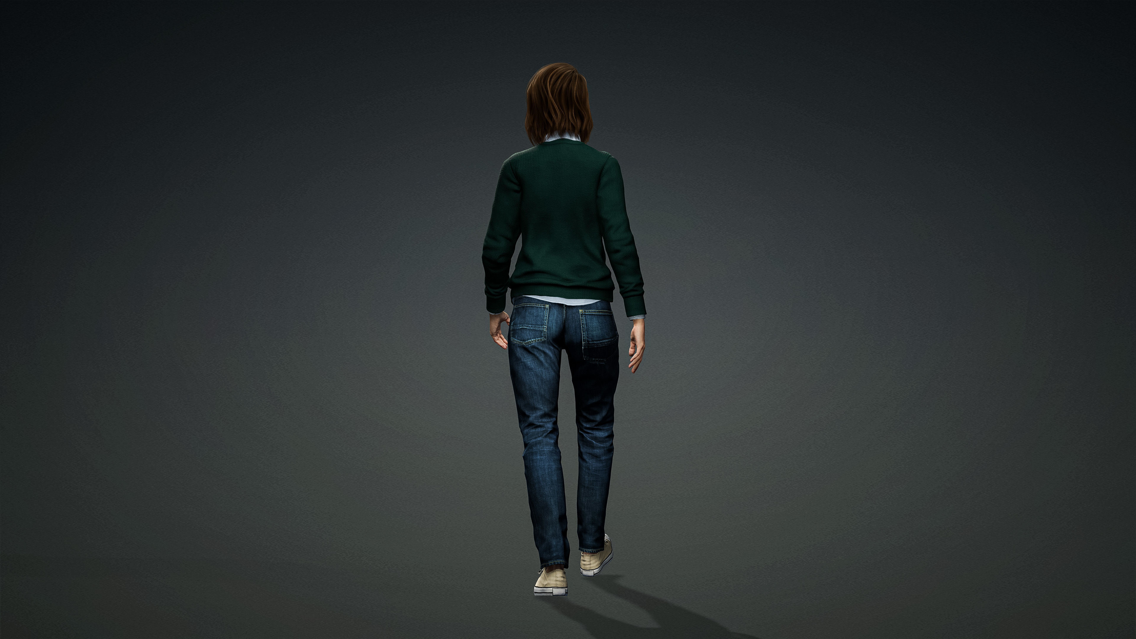 High Quality Realistic Female Casual Jeans and Shirt Low-poly 3D model_9