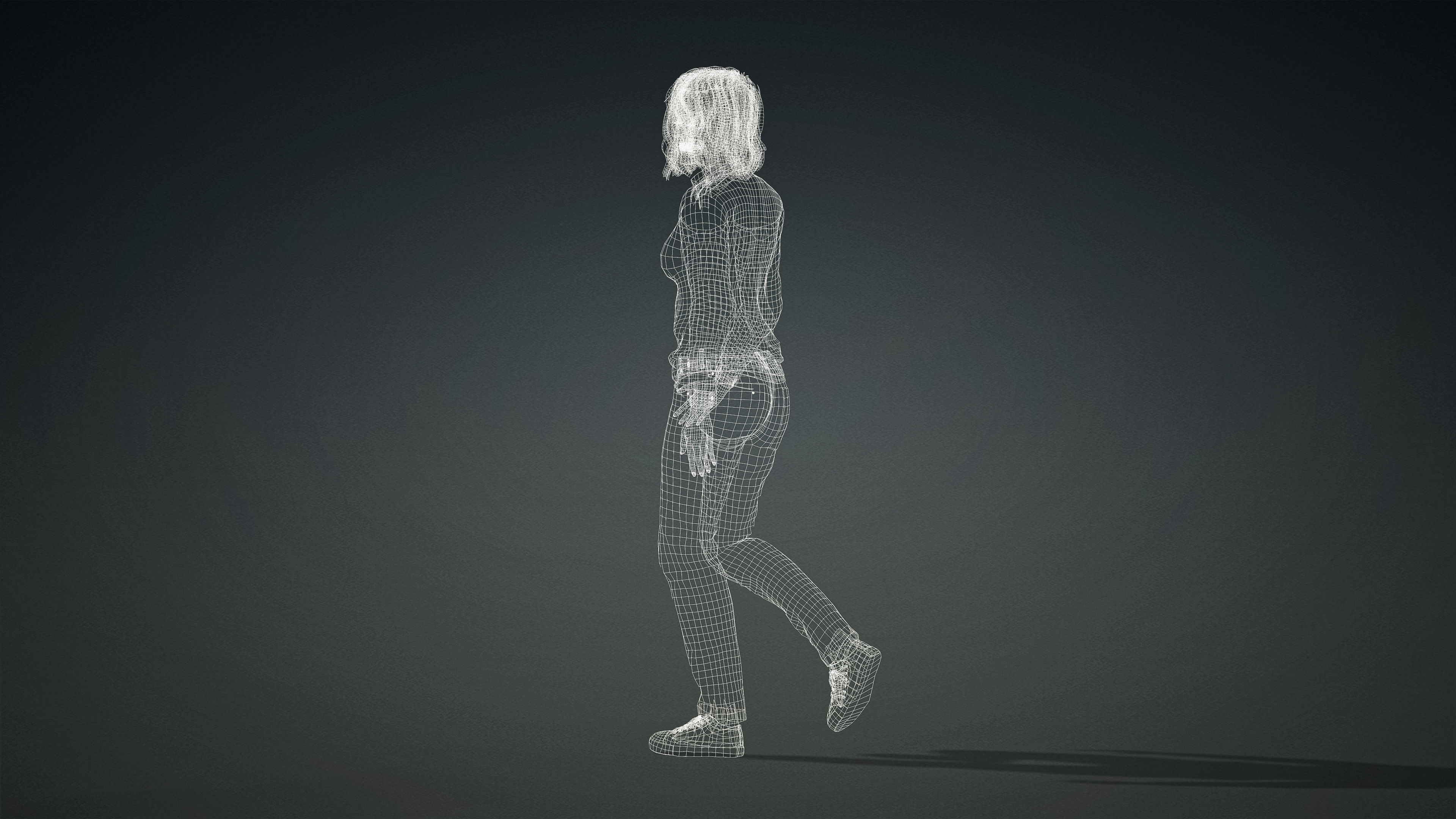 High Quality Realistic Female Casual Jeans and Shirt Low-poly 3D model_27