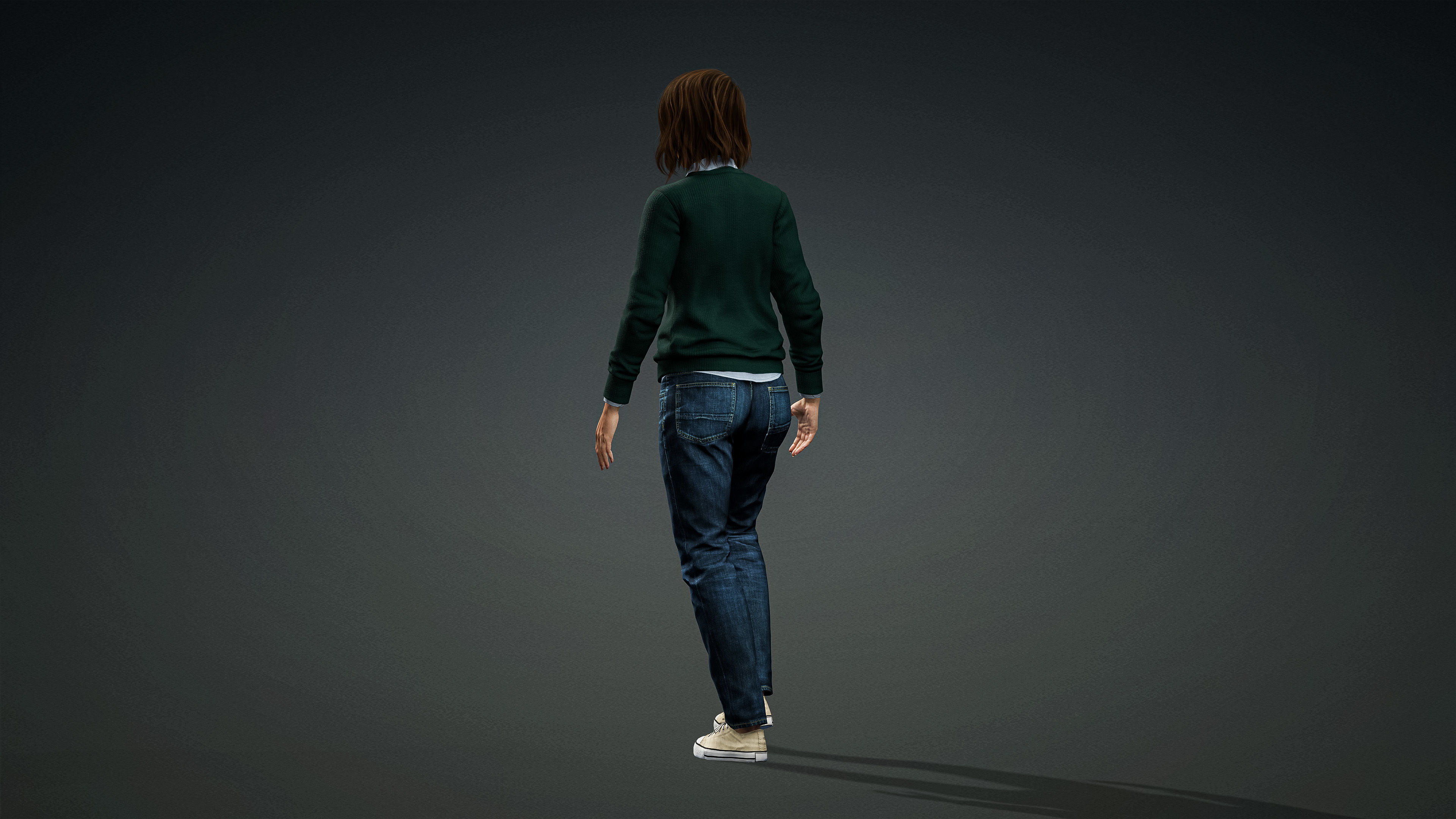 High Quality Realistic Female Casual Jeans and Shirt Low-poly 3D model_8