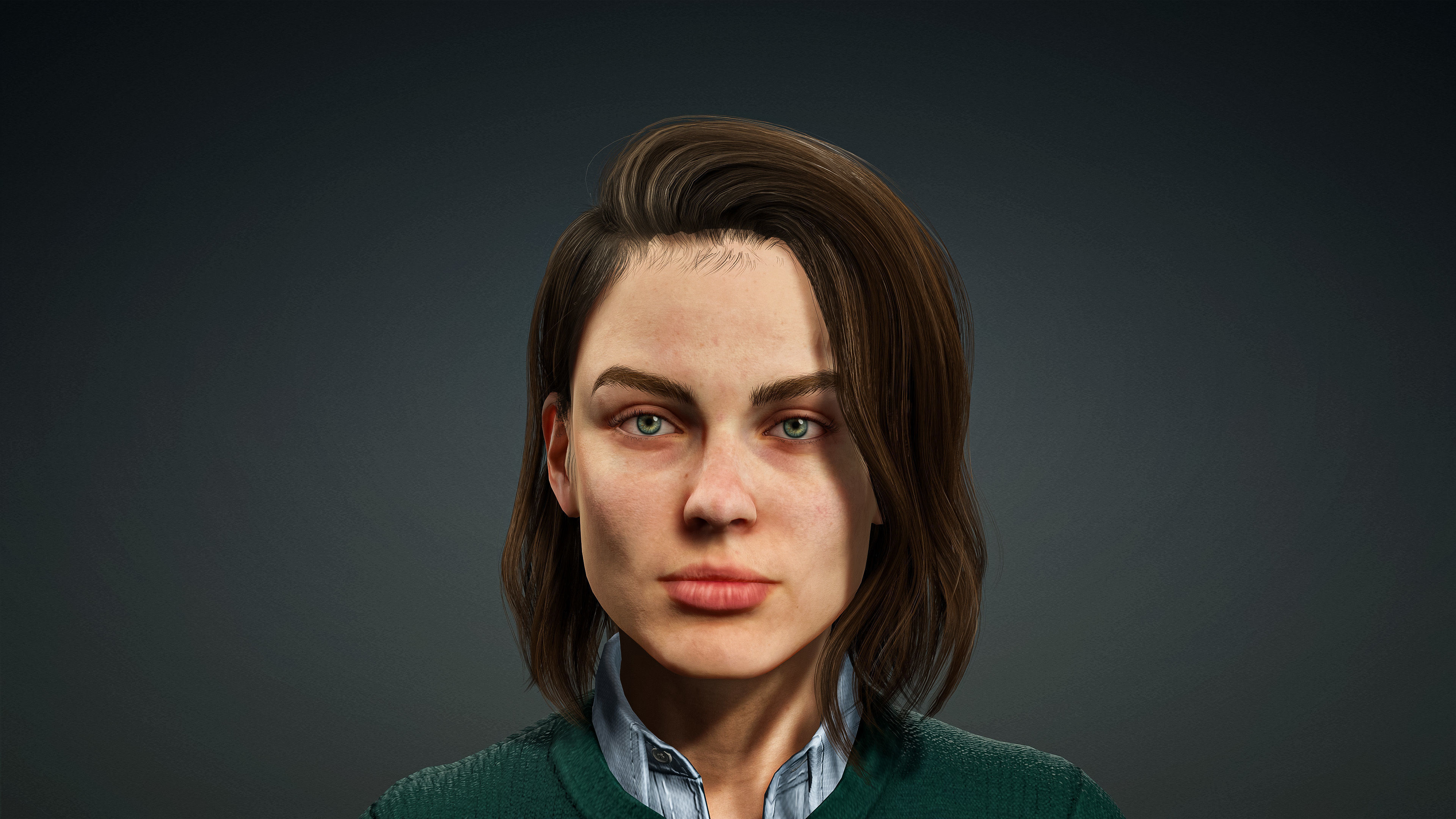 High Quality Realistic Female Casual Jeans and Shirt Low-poly 3D model_2