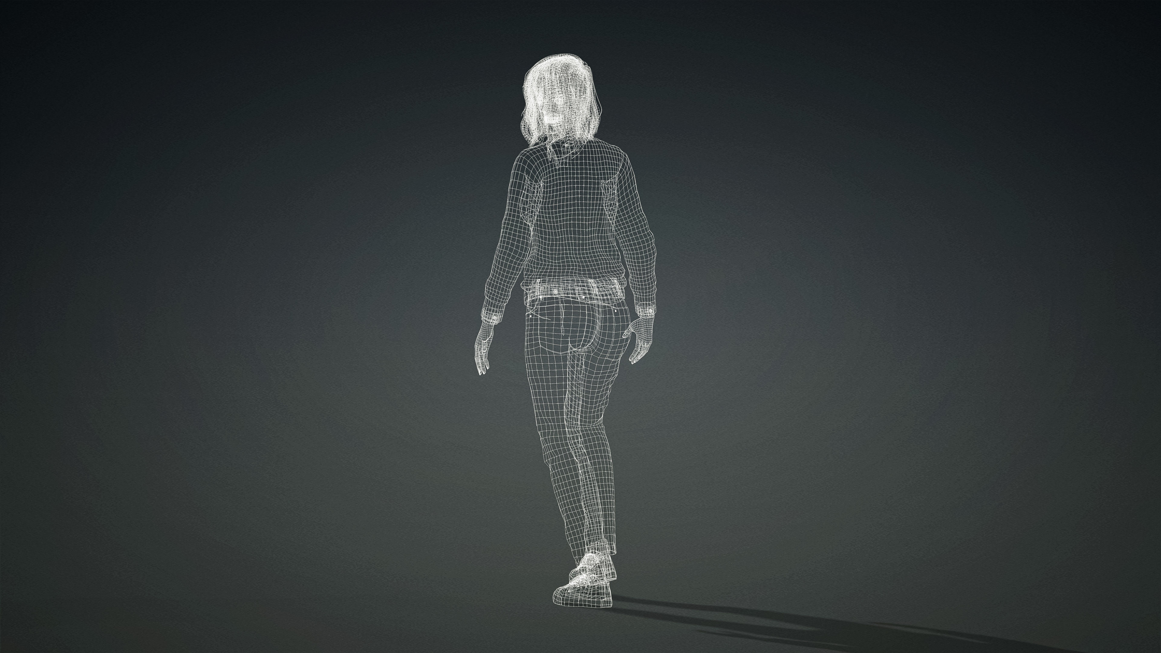 High Quality Realistic Female Casual Jeans and Shirt Low-poly 3D model_28