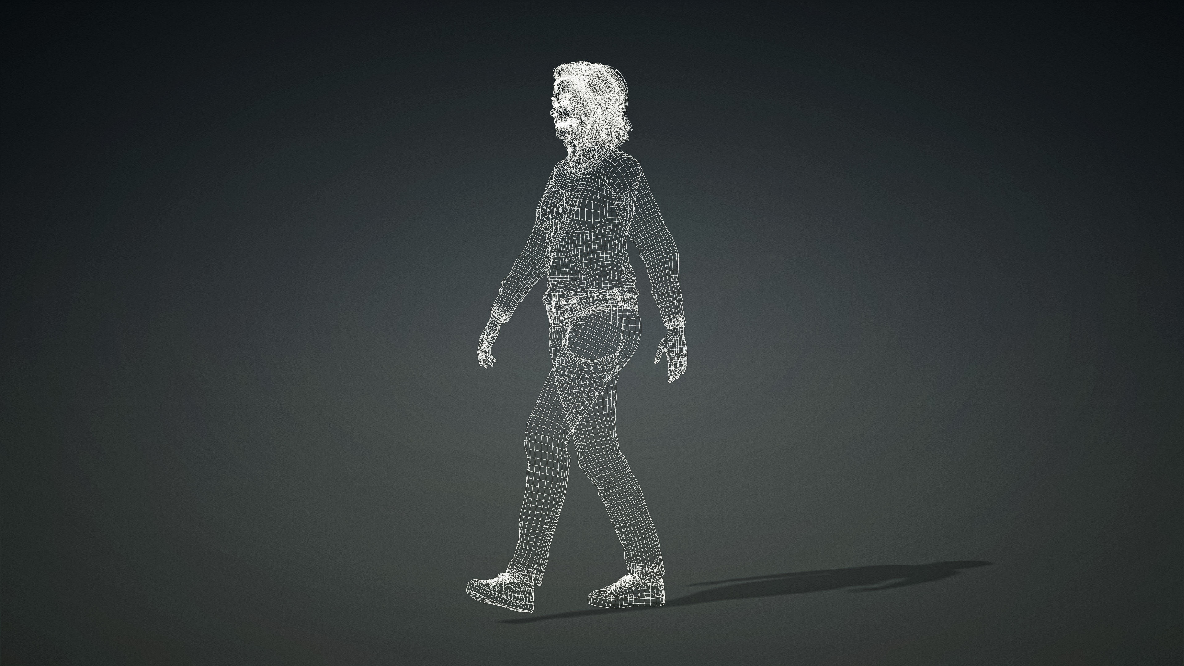 High Quality Realistic Female Casual Jeans and Shirt Low-poly 3D model_25