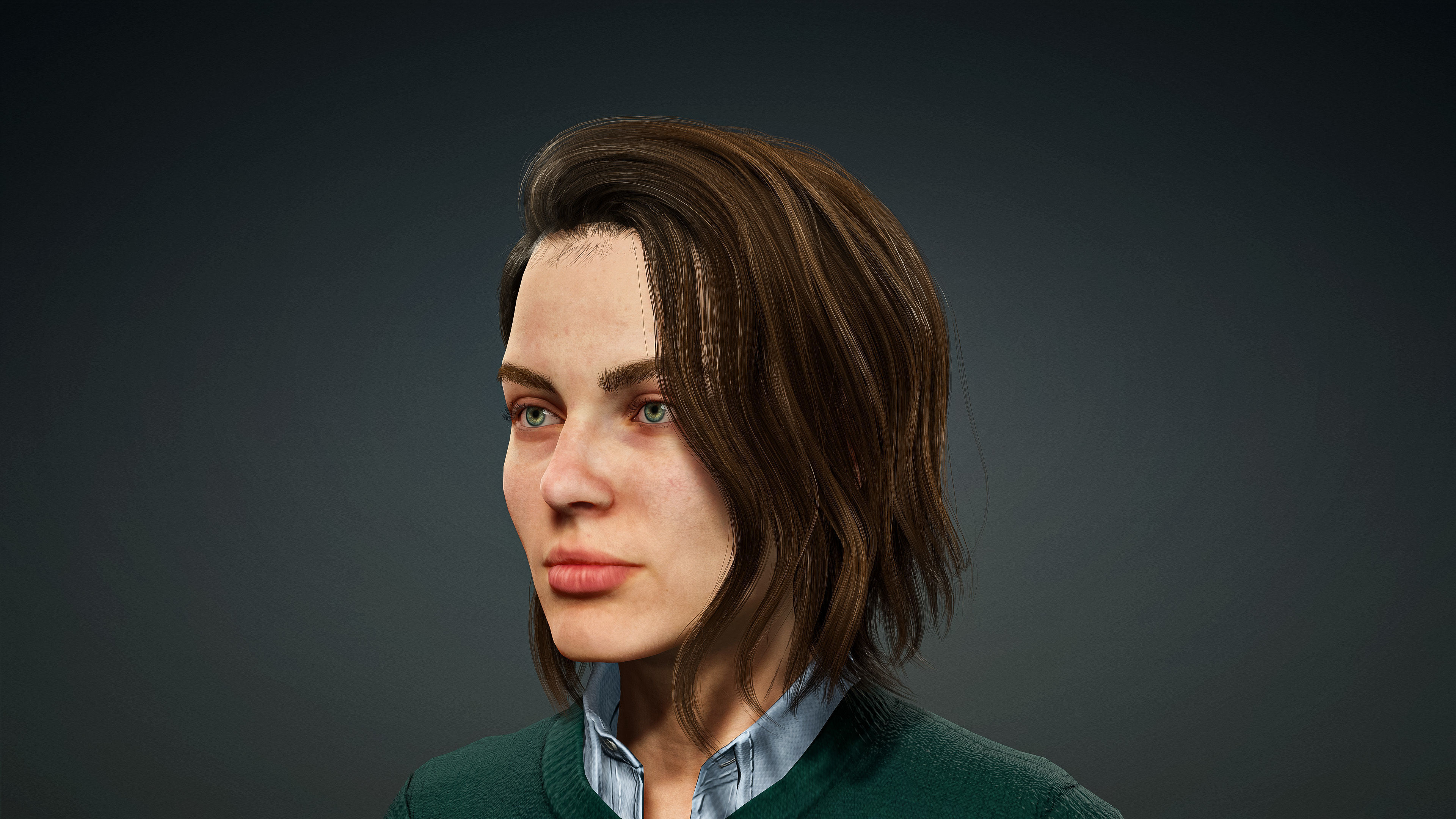 High Quality Realistic Female Casual Jeans and Shirt Low-poly 3D model_10