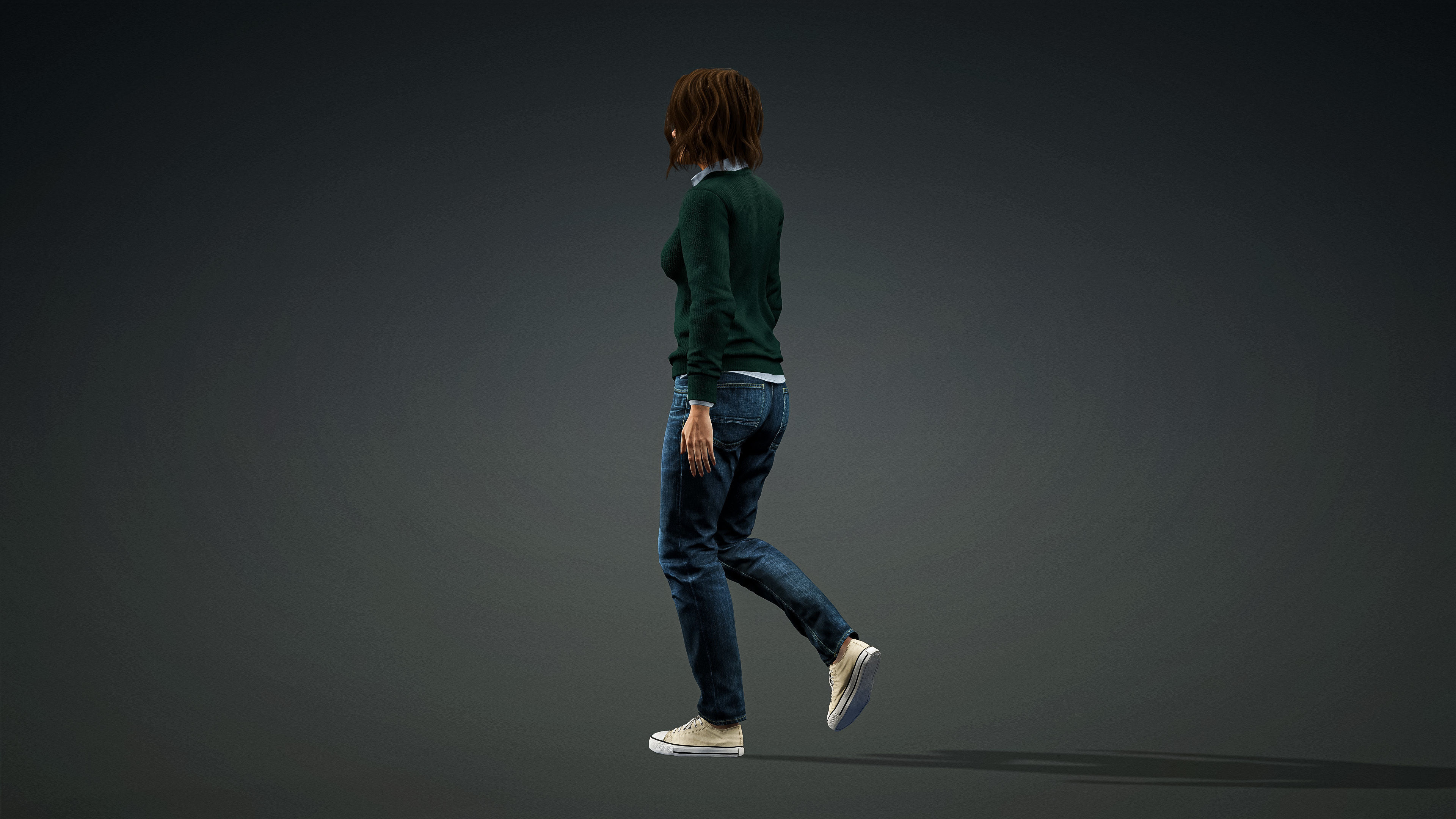 High Quality Realistic Female Casual Jeans and Shirt Low-poly 3D model_7
