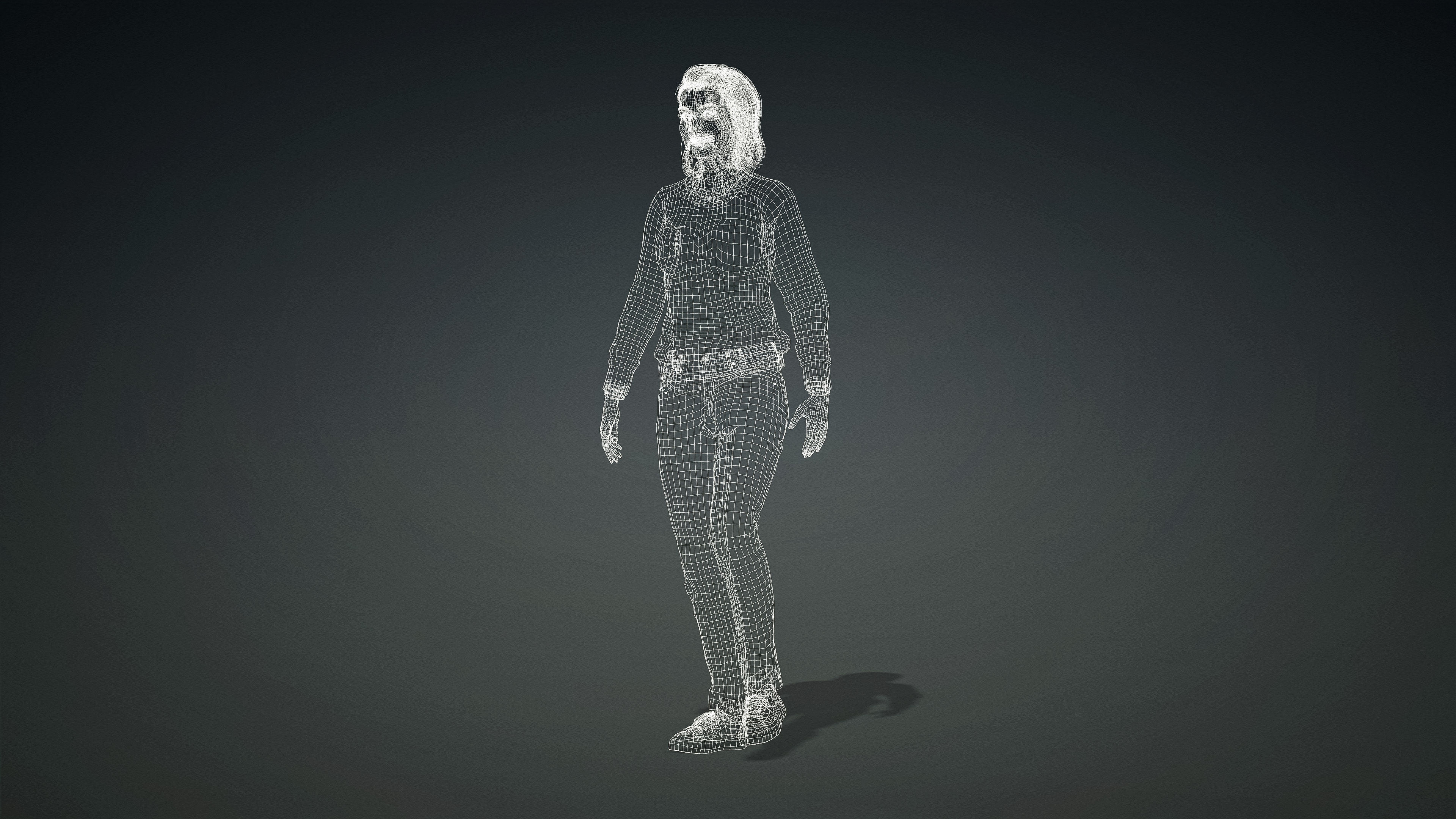 High Quality Realistic Female Casual Jeans and Shirt Low-poly 3D model_24