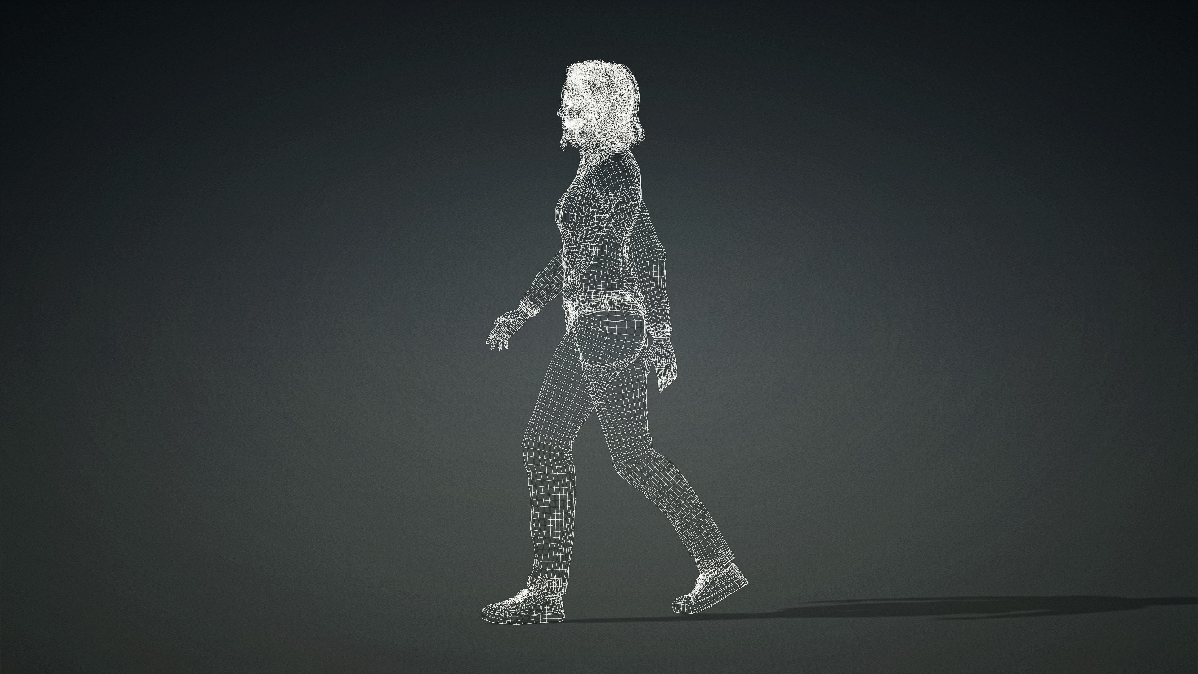 High Quality Realistic Female Casual Jeans and Shirt Low-poly 3D model_26