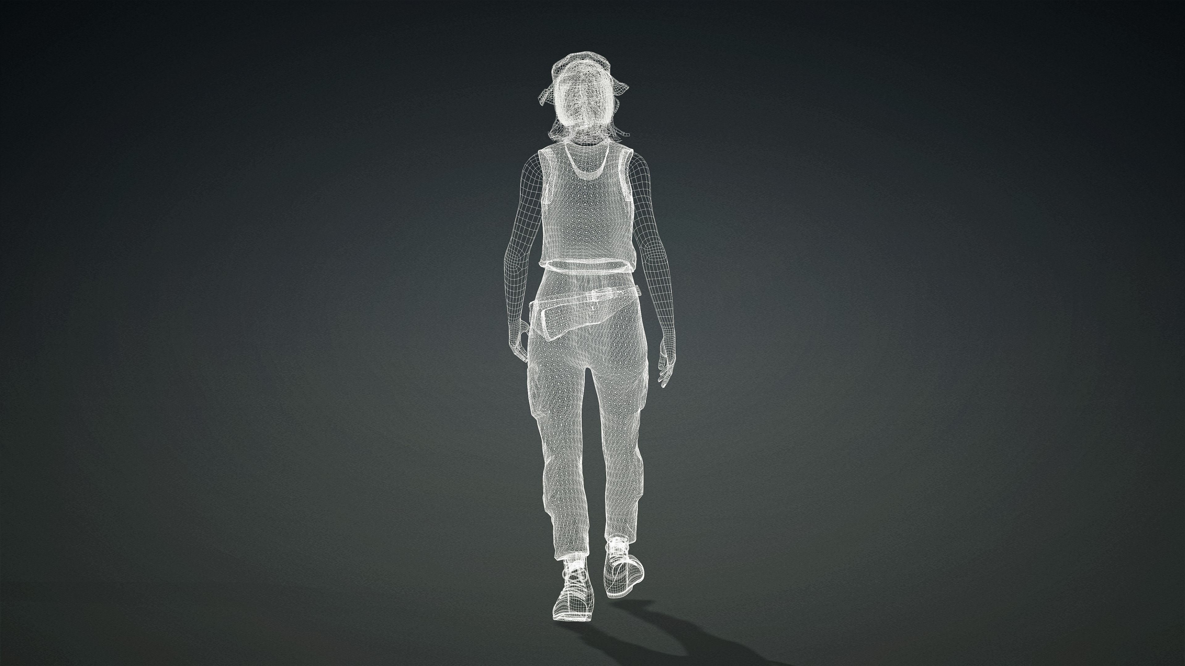 High Quality Realistic Female Tourist Cargo Low-poly 3D model_29