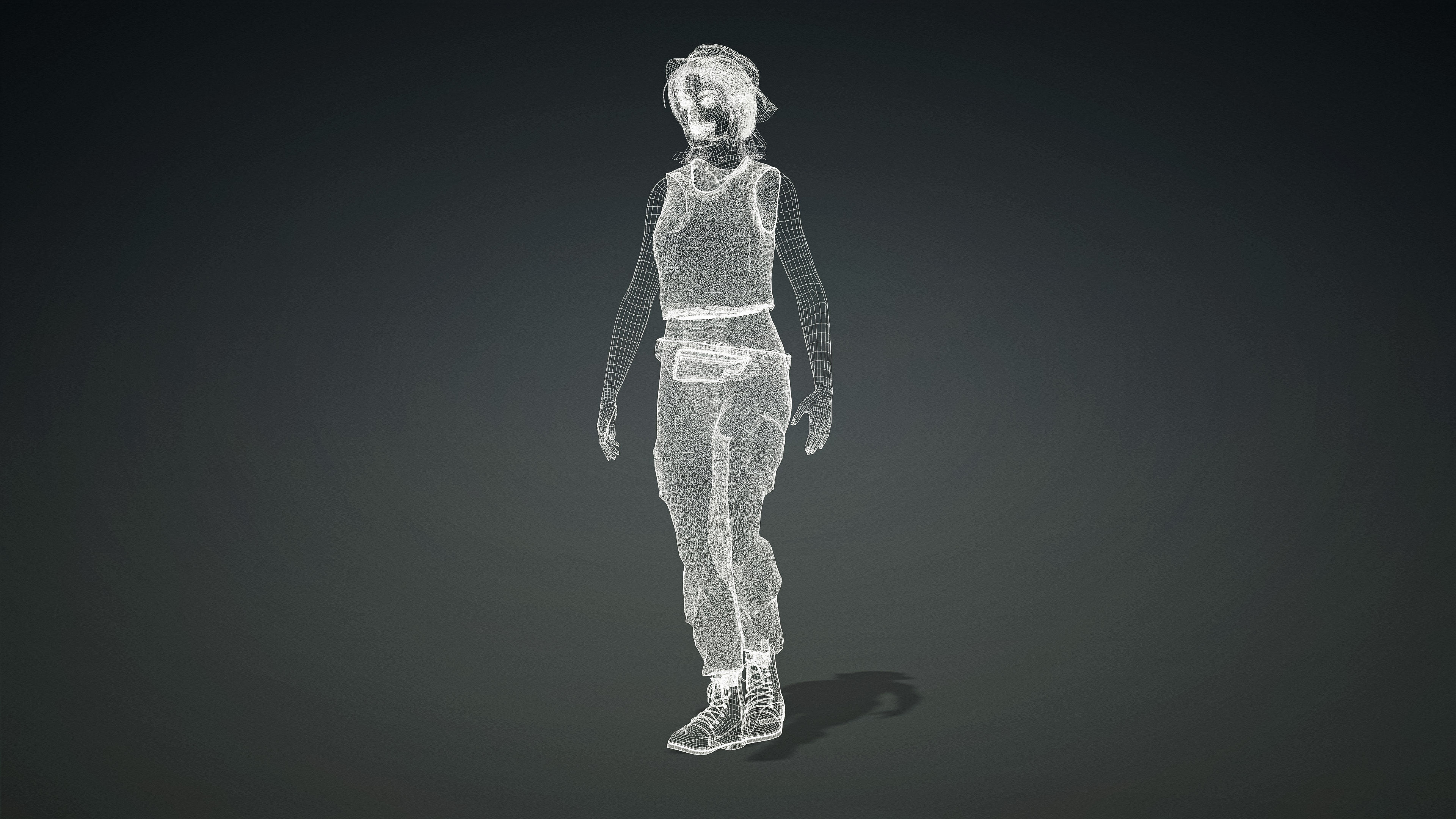 High Quality Realistic Female Tourist Cargo Low-poly 3D model_24