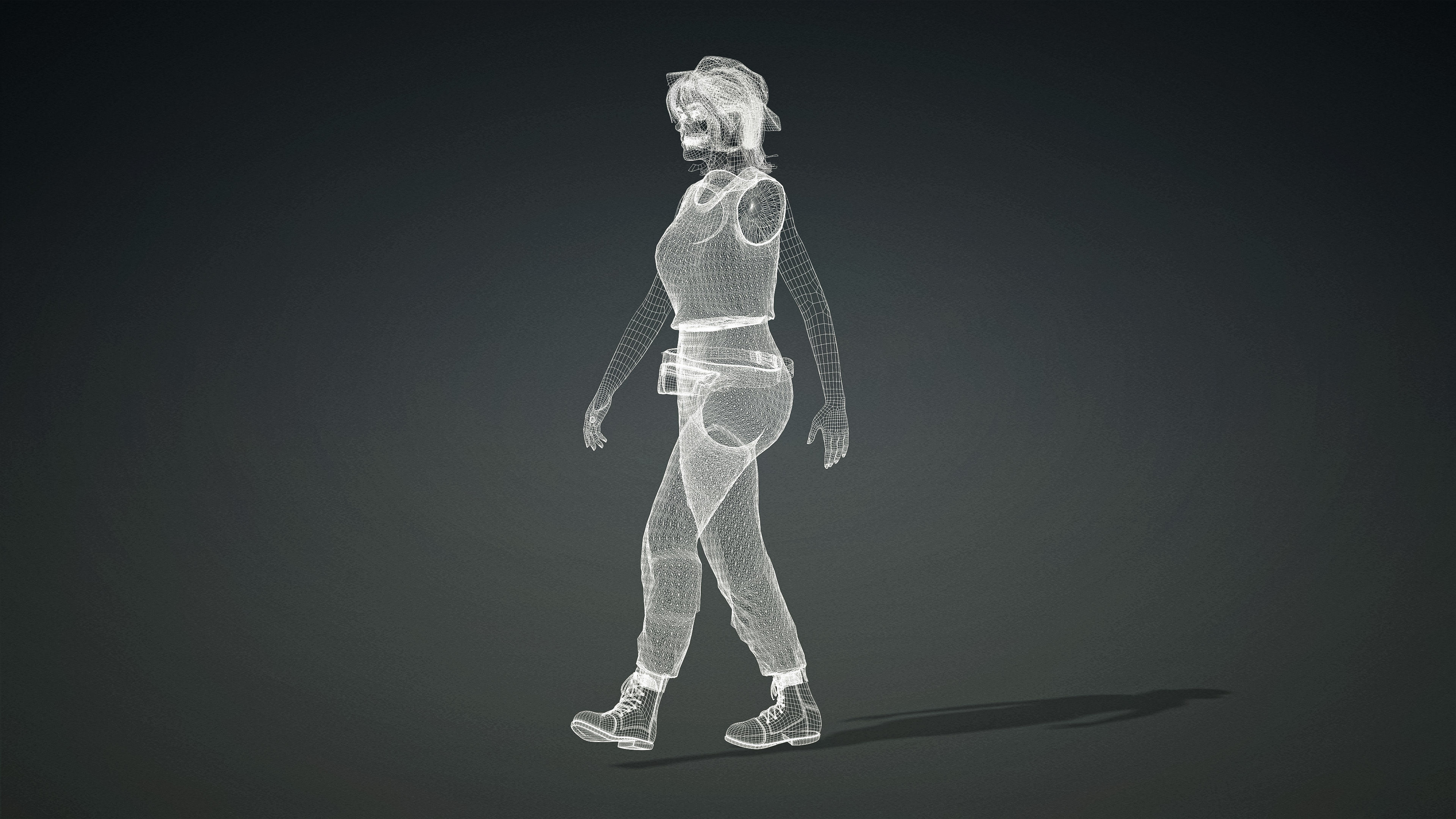 High Quality Realistic Female Tourist Cargo Low-poly 3D model_25