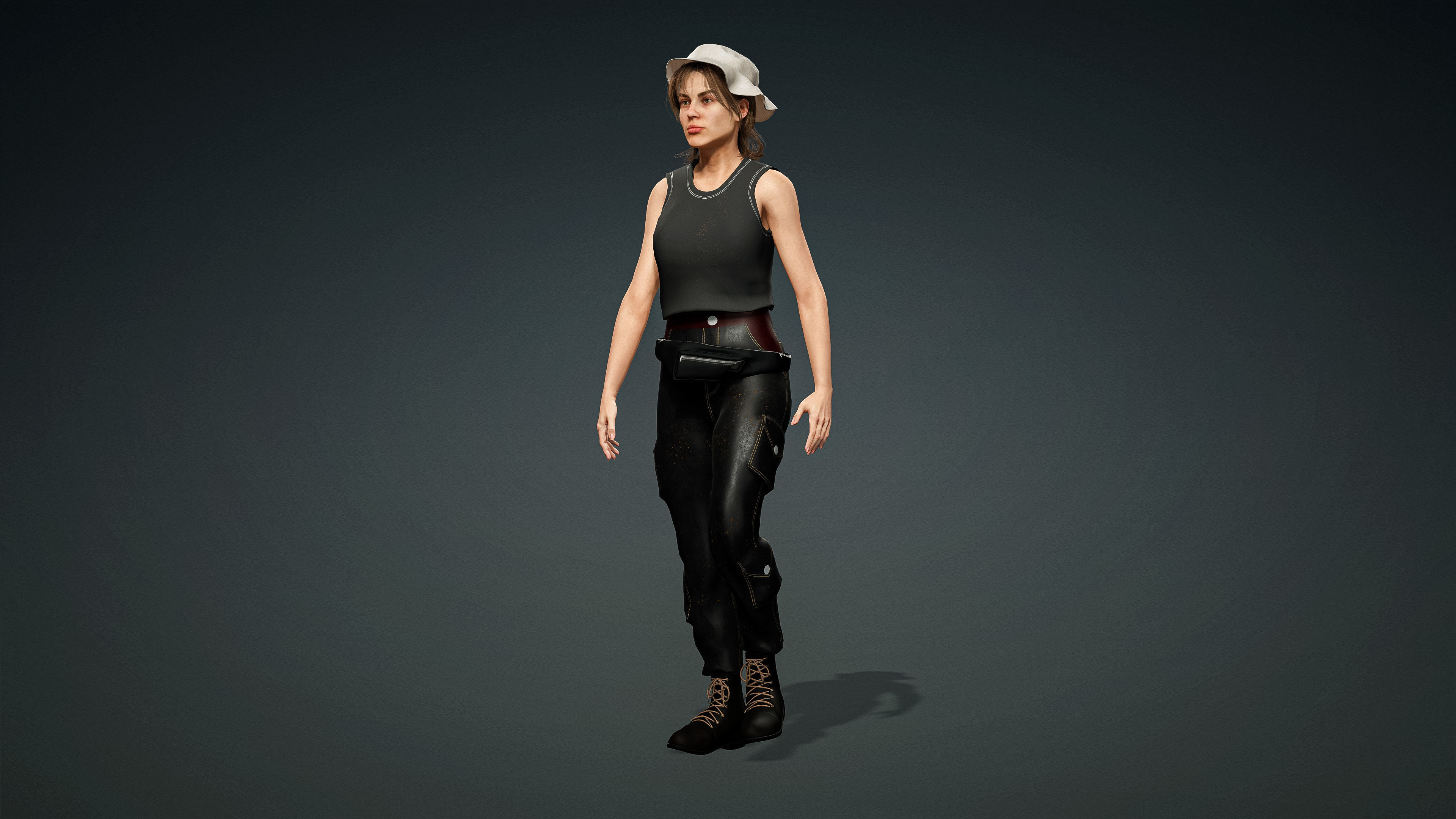 High Quality Realistic Female Tourist Cargo Low-poly 3D model_4