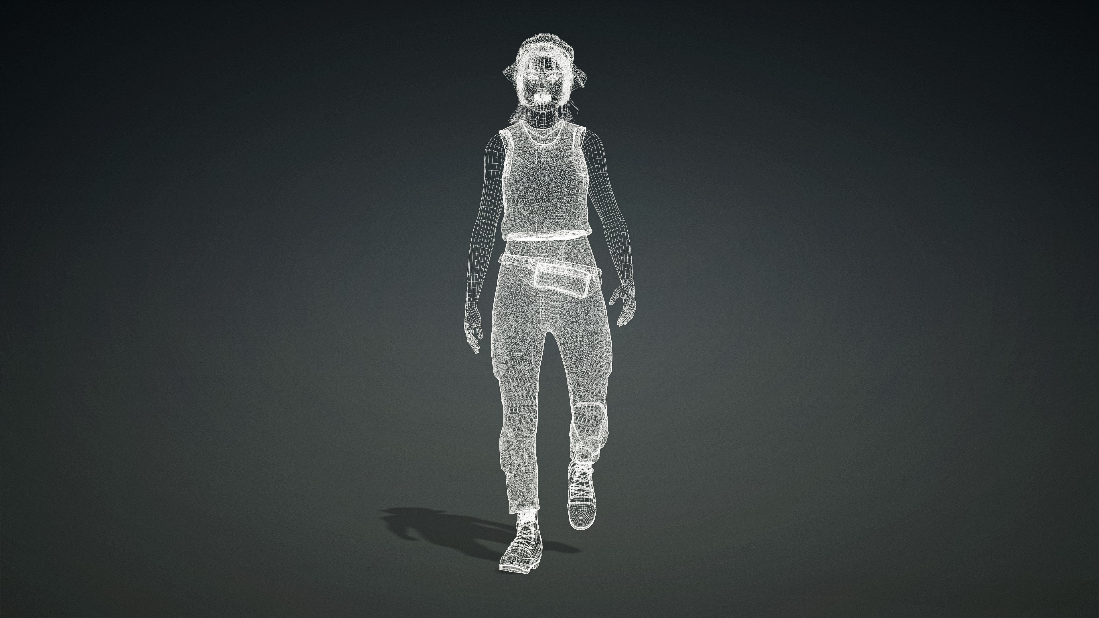 High Quality Realistic Female Tourist Cargo Low-poly 3D model_23