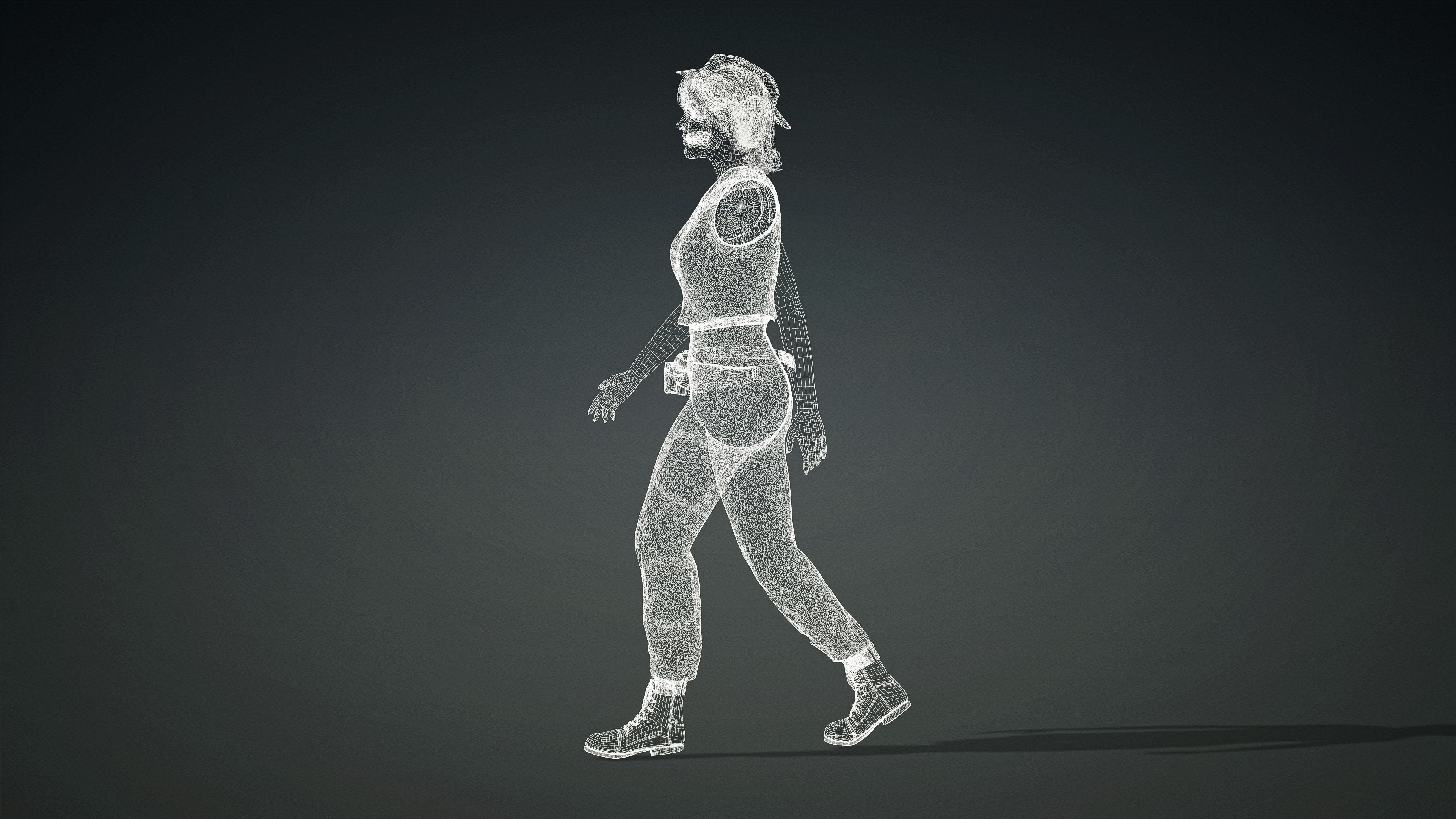 High Quality Realistic Female Tourist Cargo Low-poly 3D model_26