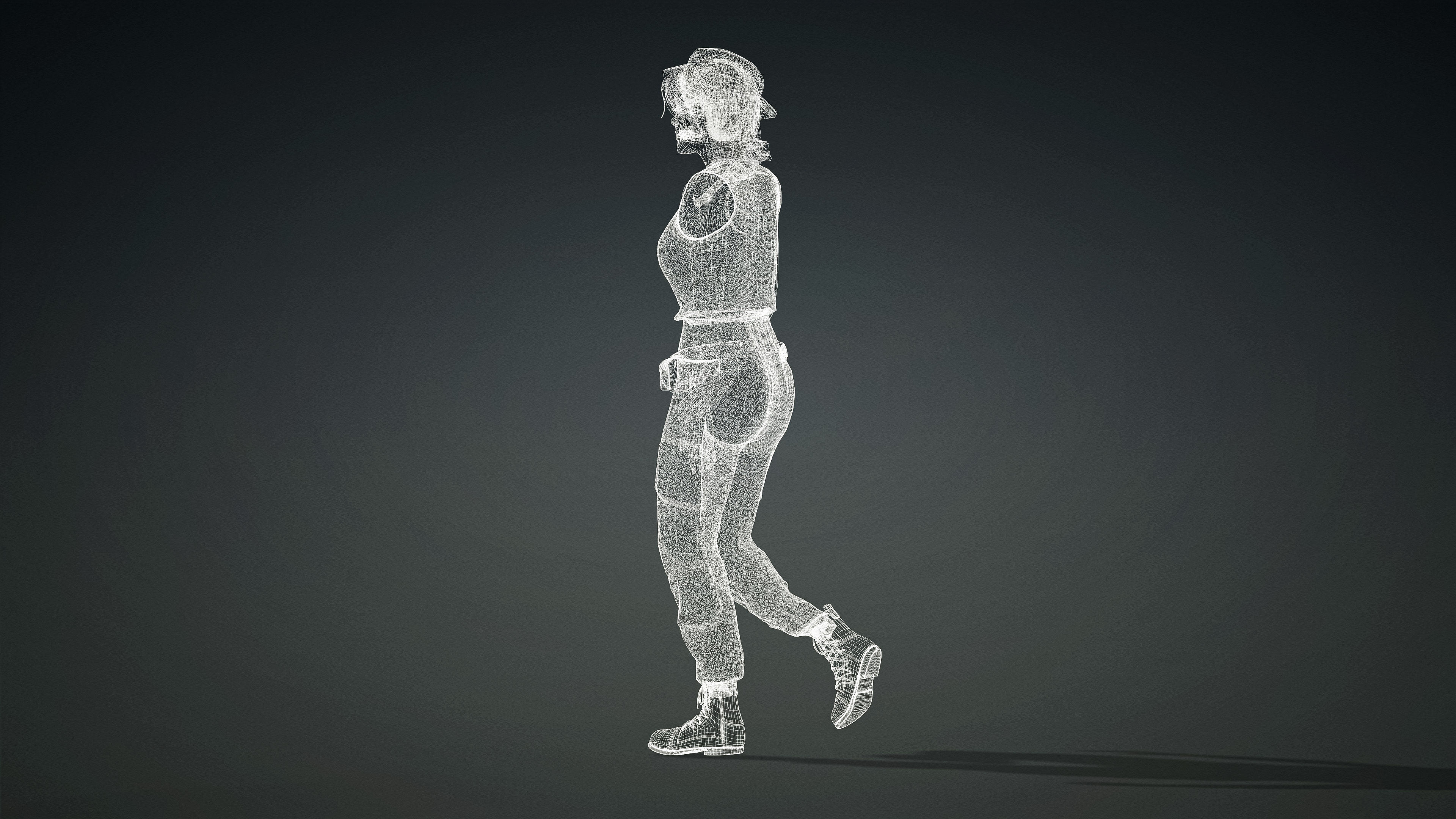 High Quality Realistic Female Tourist Cargo Low-poly 3D model_27