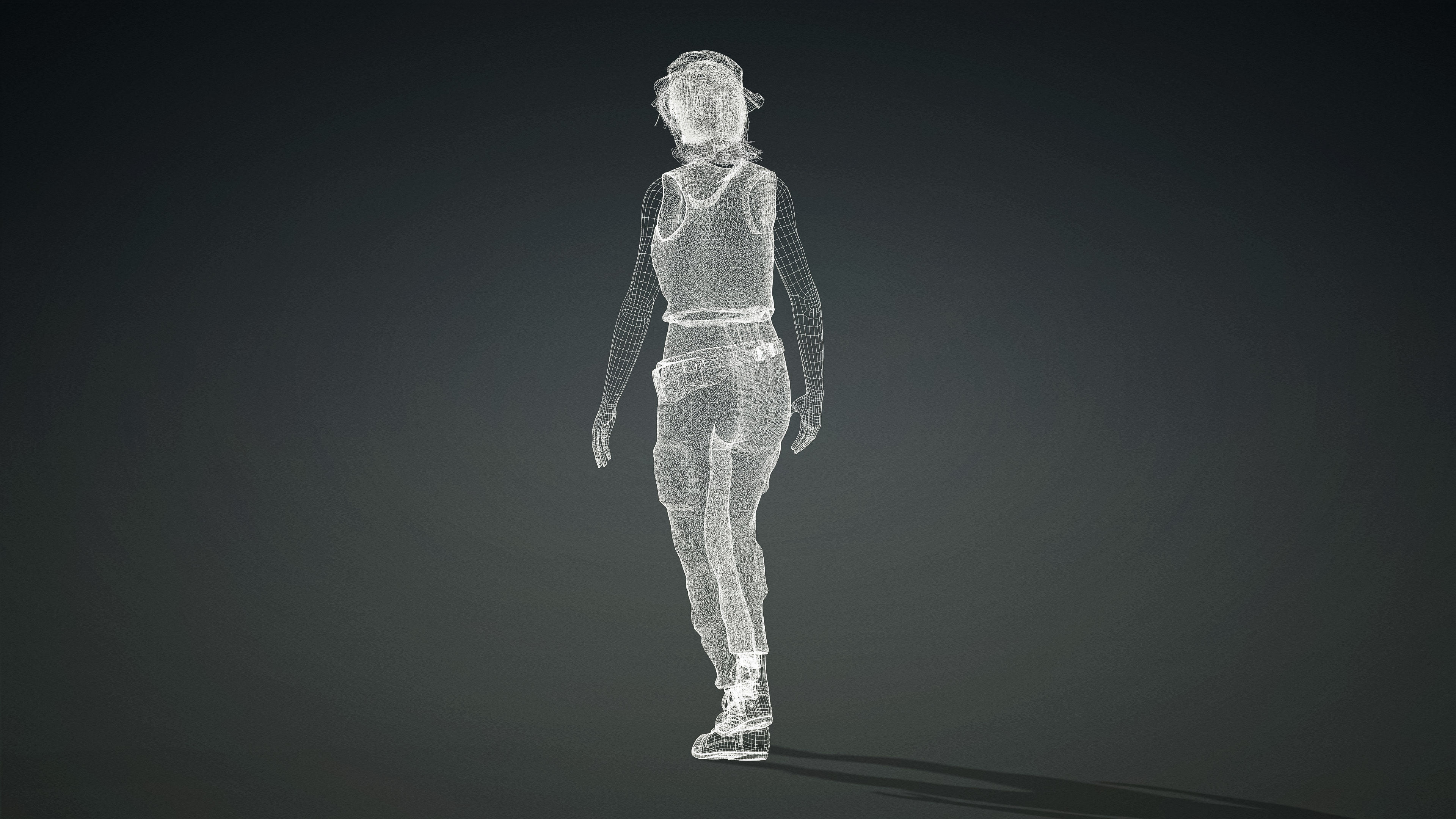 High Quality Realistic Female Tourist Cargo Low-poly 3D model_28