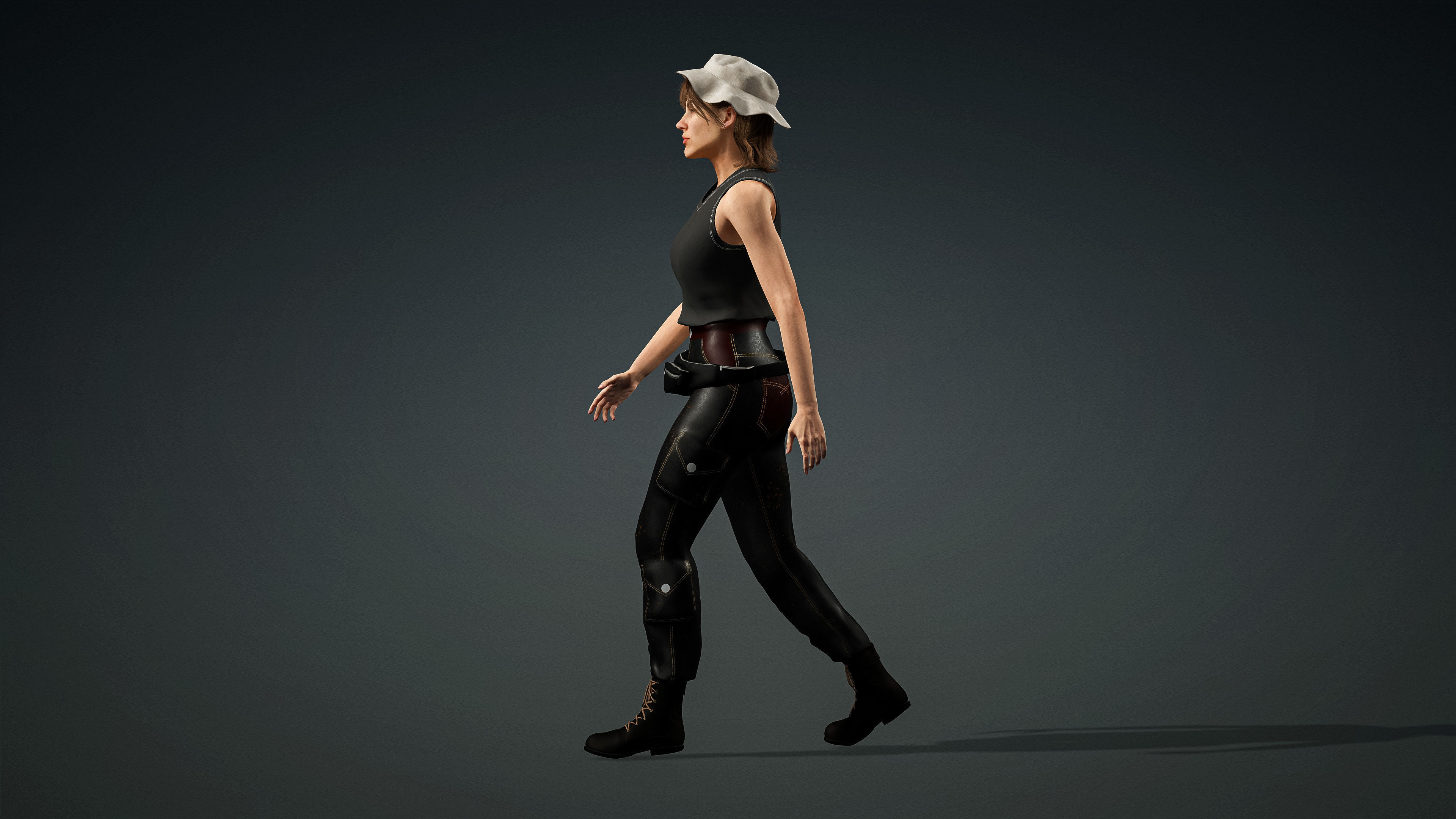 High Quality Realistic Female Tourist Cargo Low-poly 3D model_6